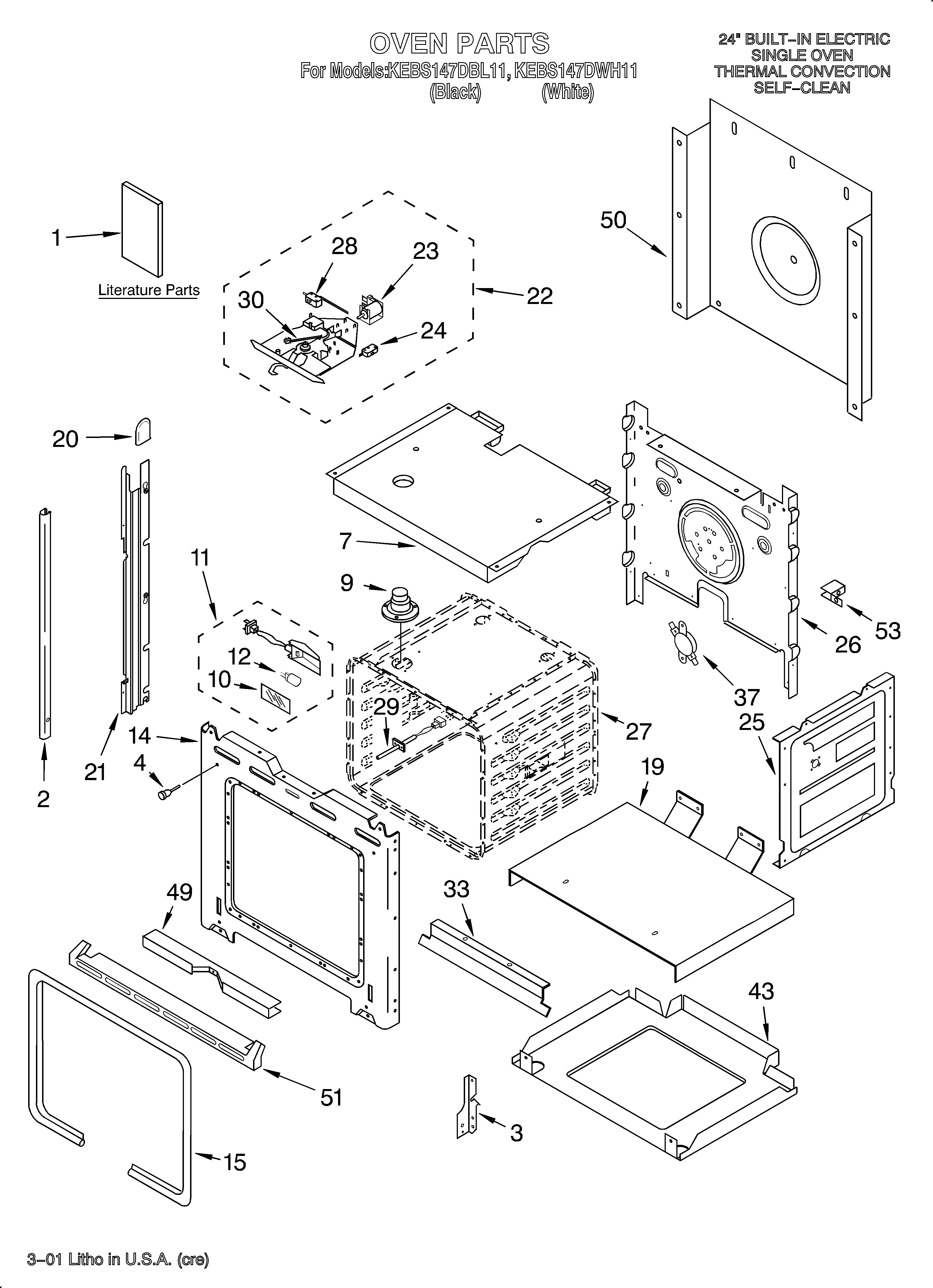 KitchenAid KEBS147DBL11 oven/literature diagram