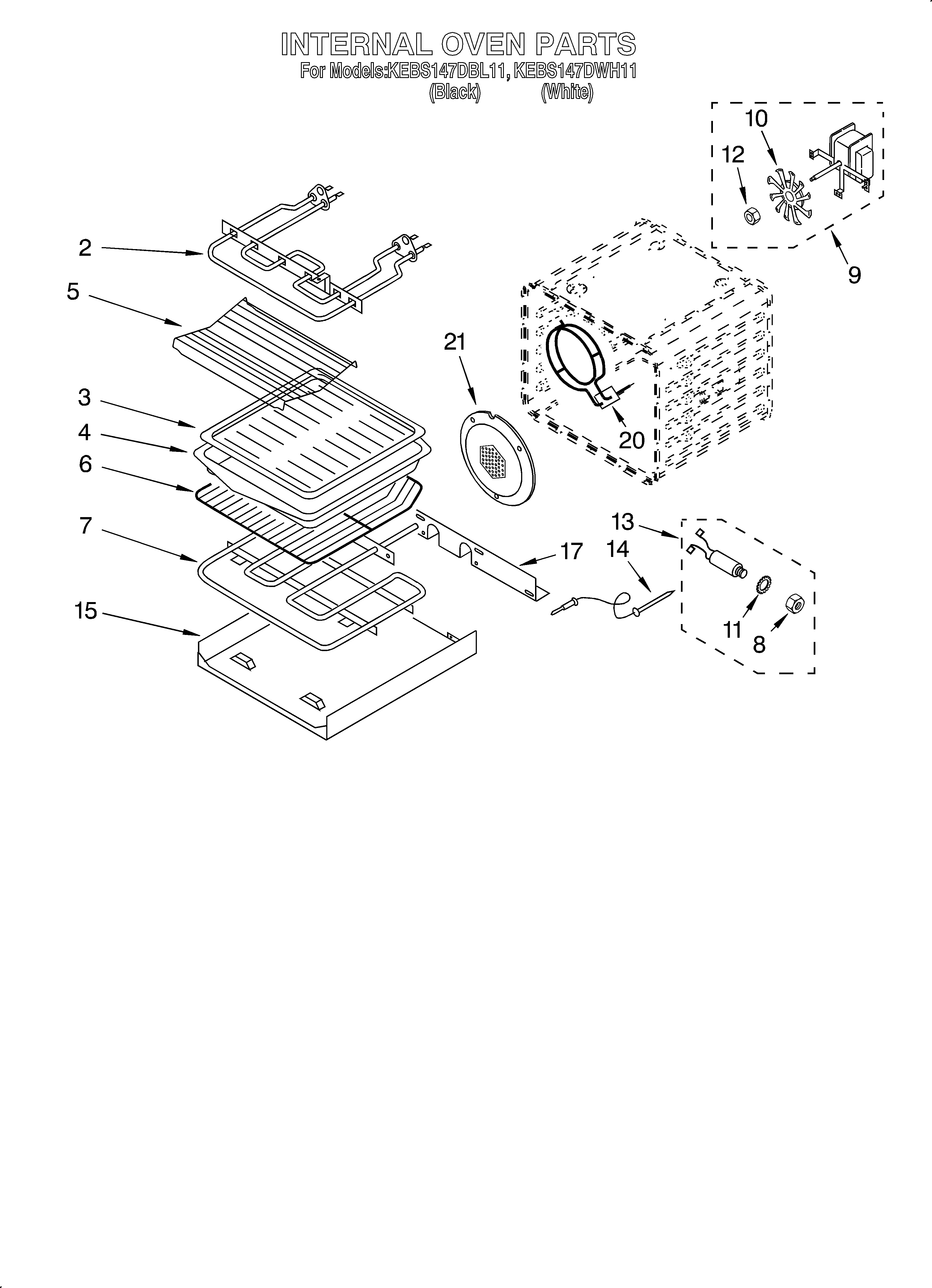 KitchenAid KEBS147DBL11 internal oven diagram