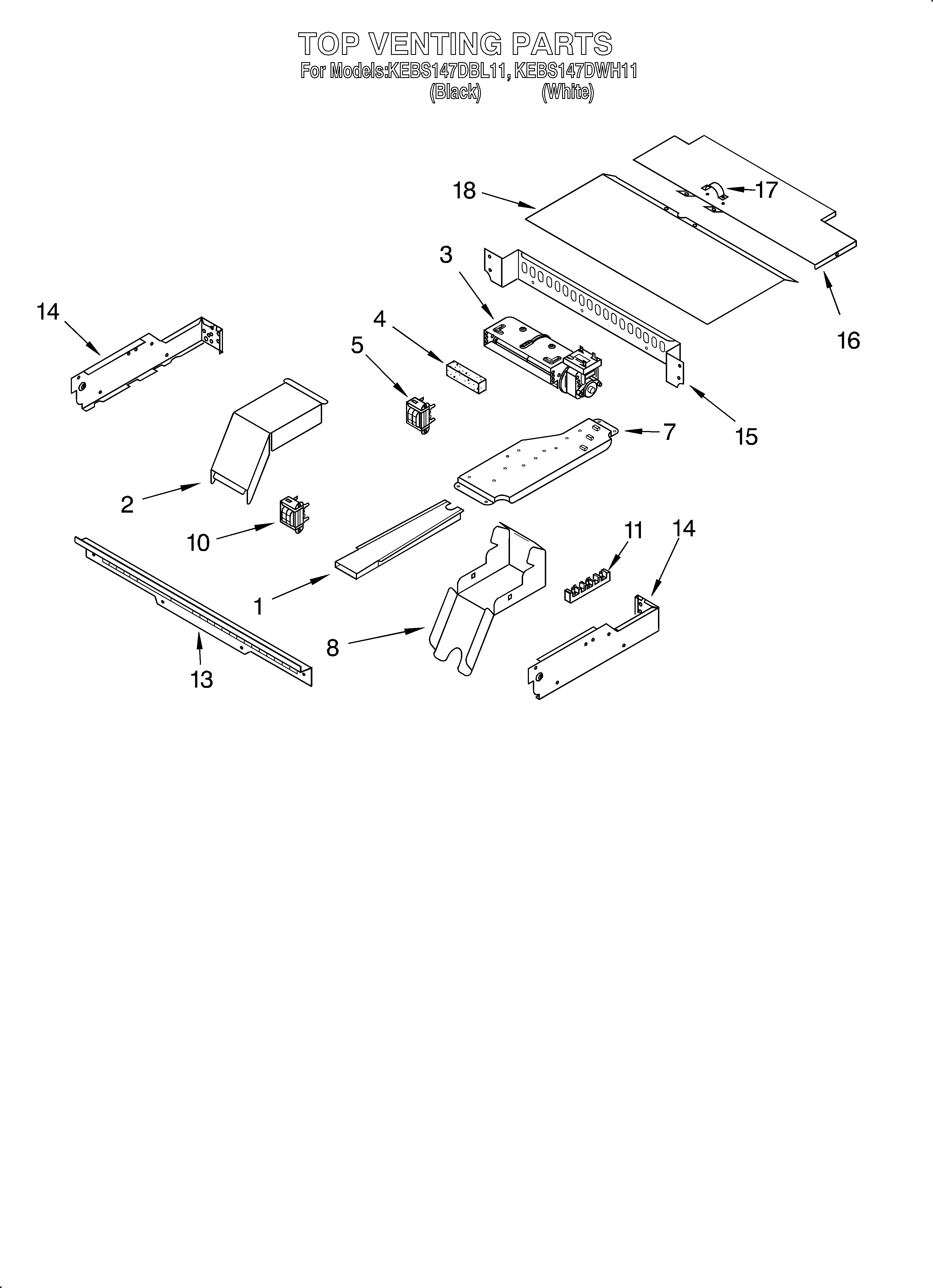 KitchenAid KEBS147DBL11 top venting/optional diagram