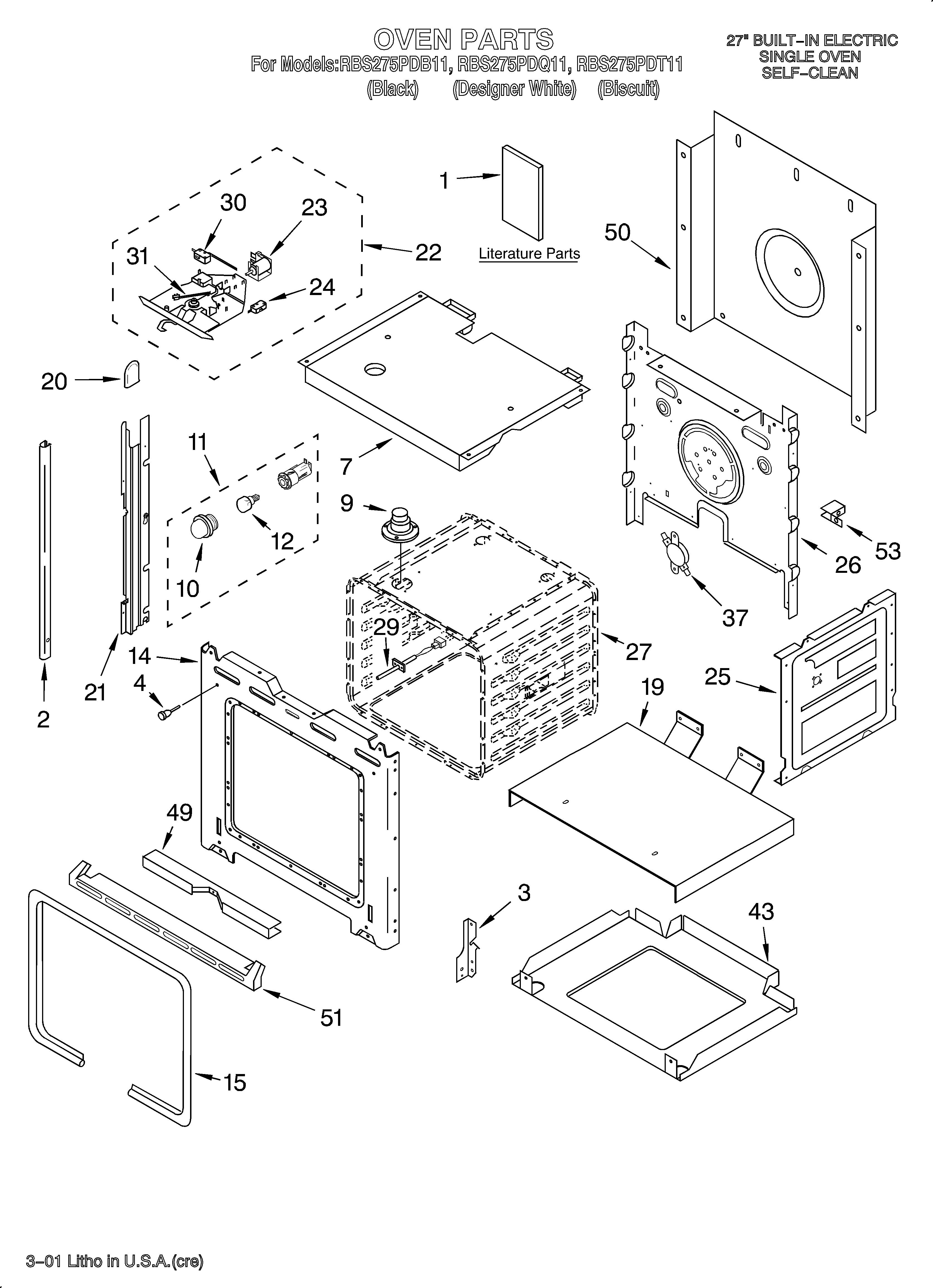 Whirlpool RBS275PDB11 oven/literature diagram