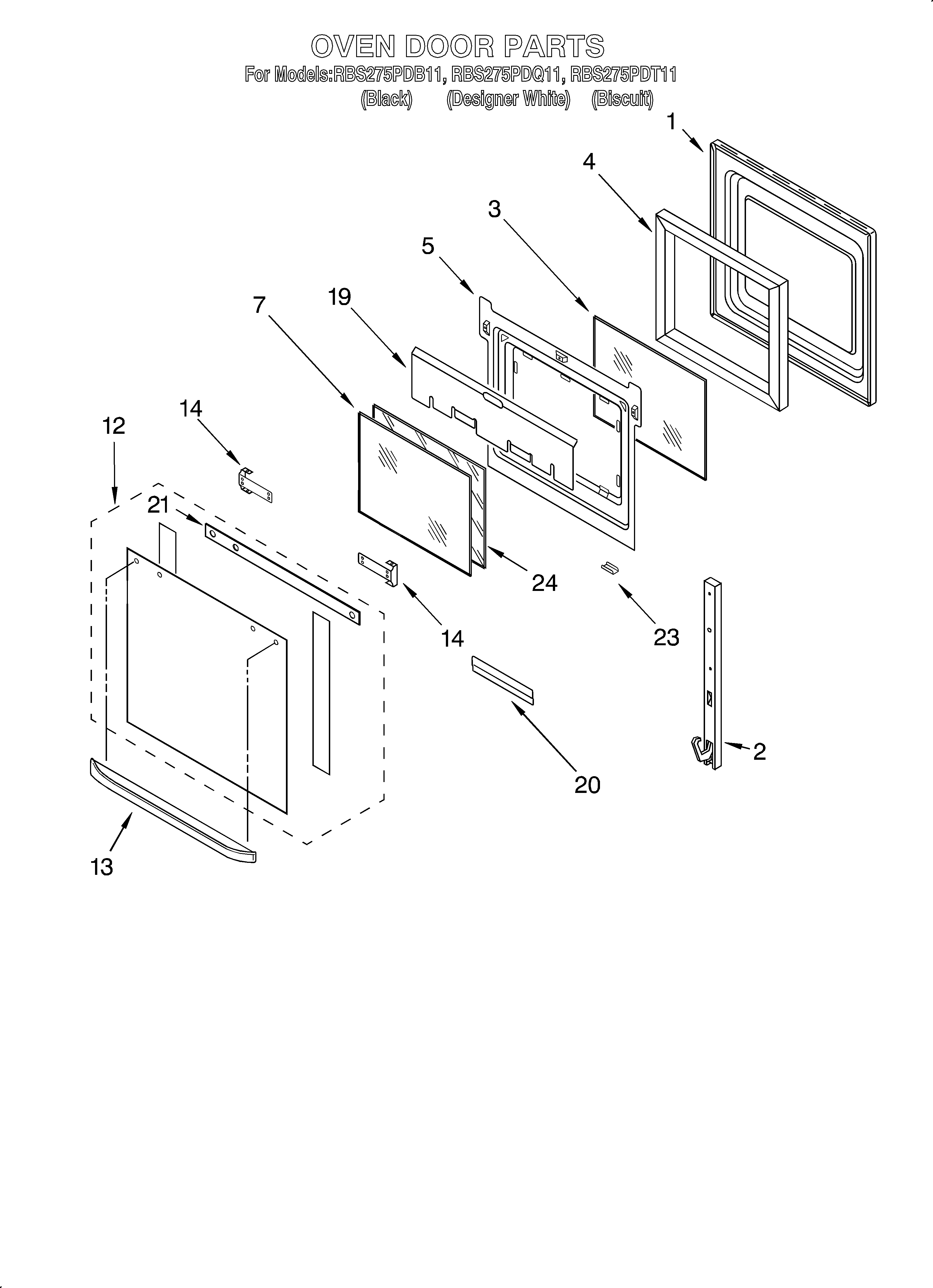 Whirlpool RBS275PDB11 oven door diagram