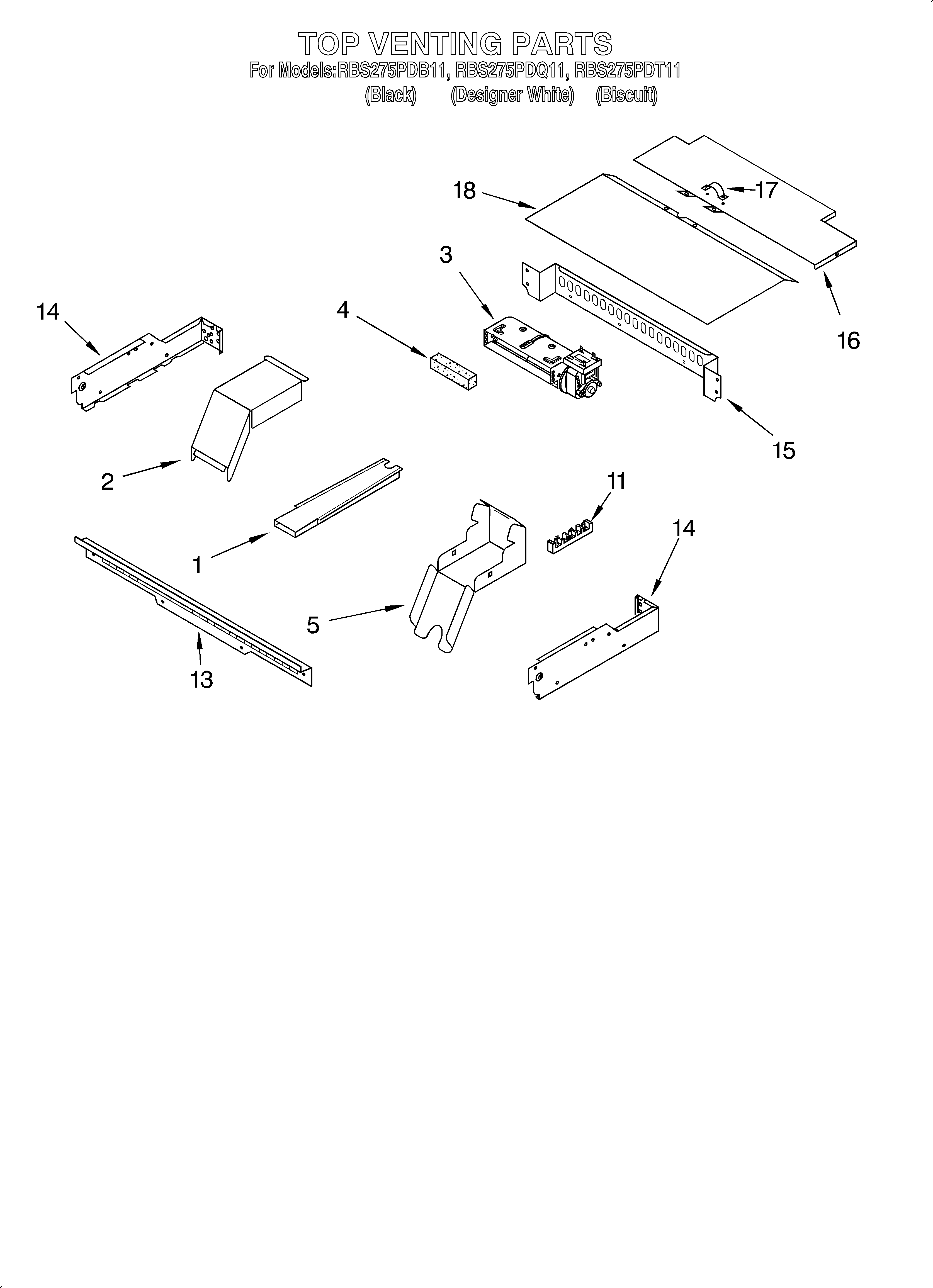 Whirlpool RBS275PDB11 top venting/optional diagram