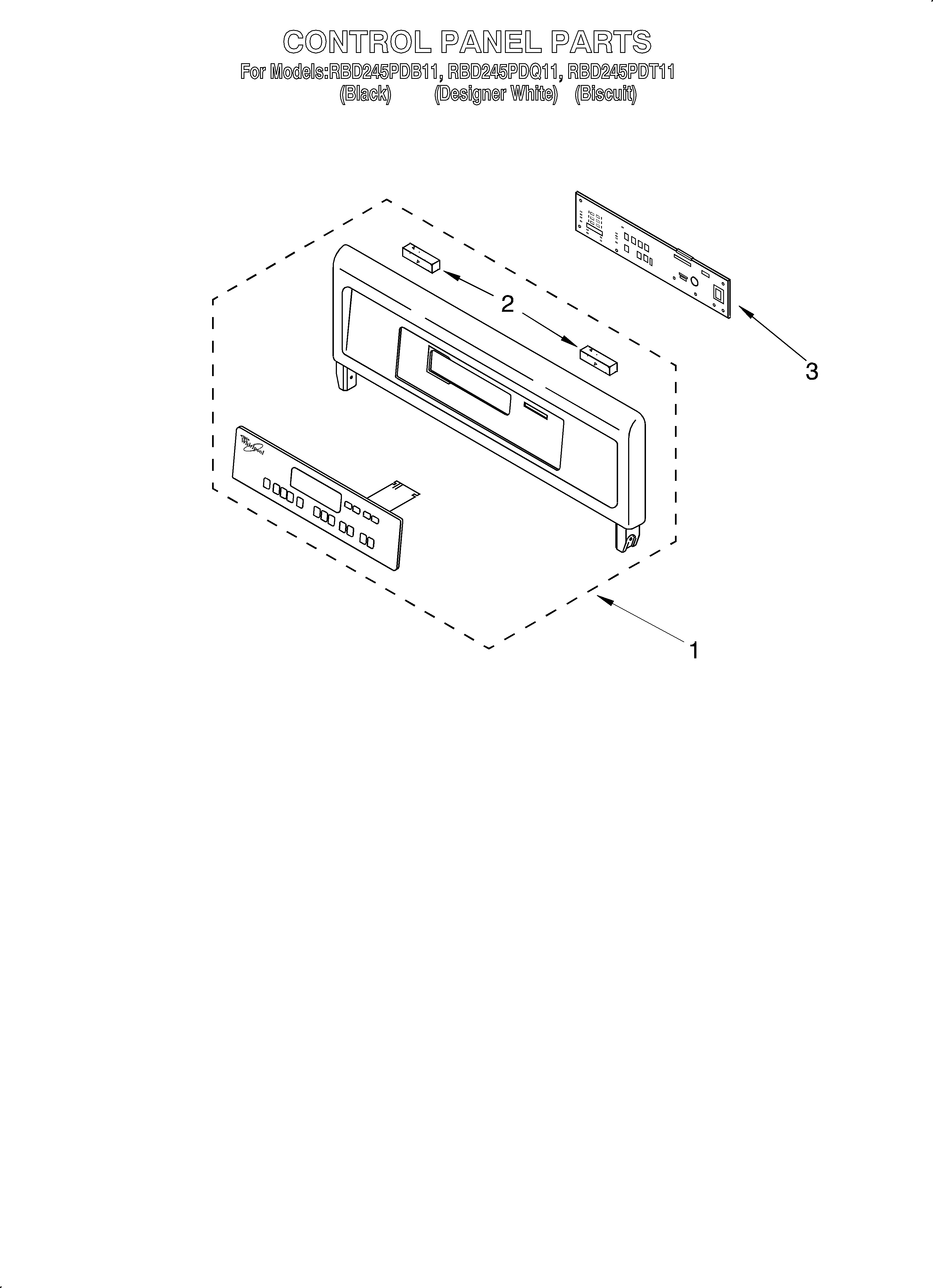 Whirlpool RBD245PDQ11 control panel diagram