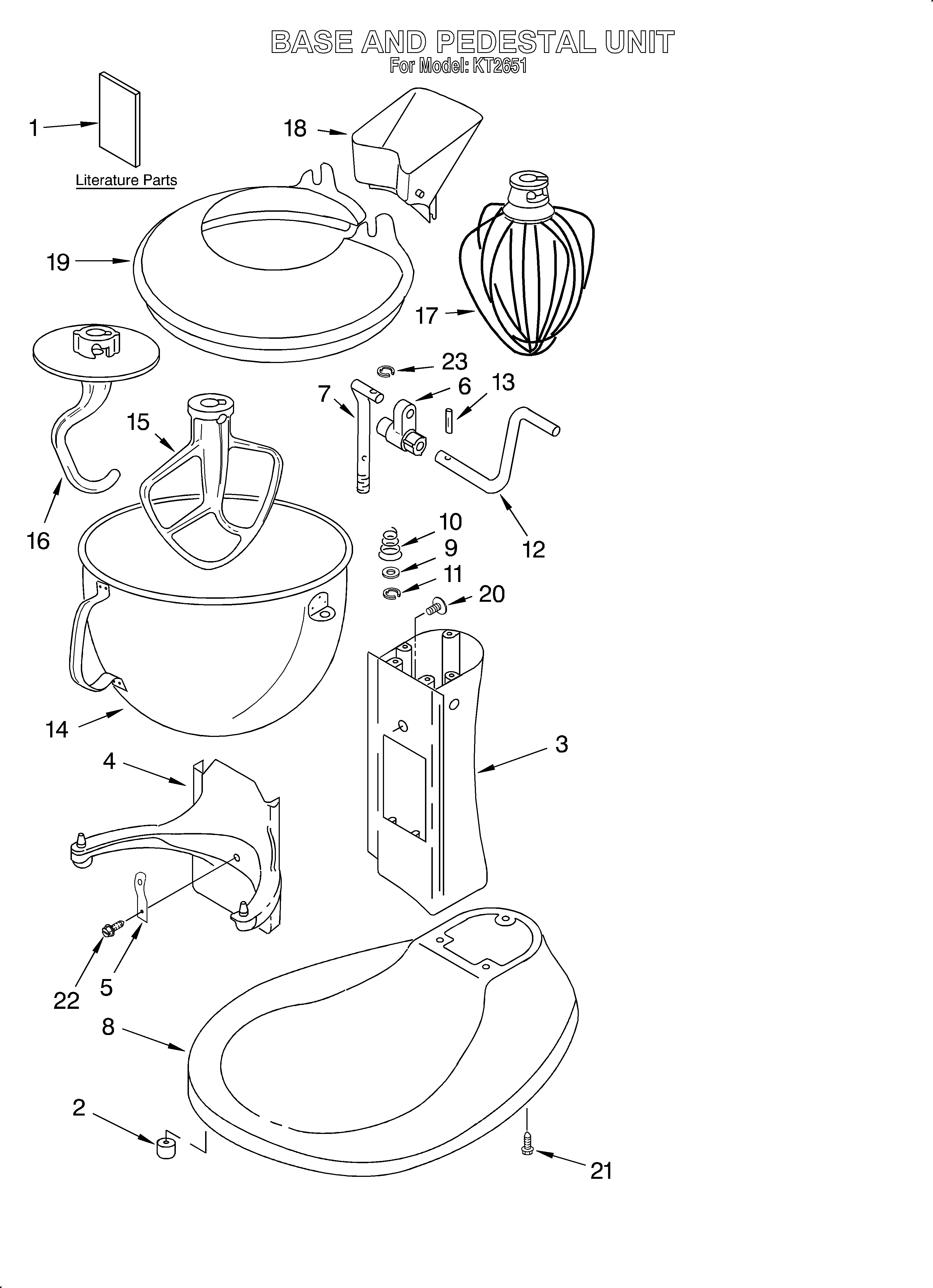 KitchenAid KT2651 base and pedestal unit/literature diagram