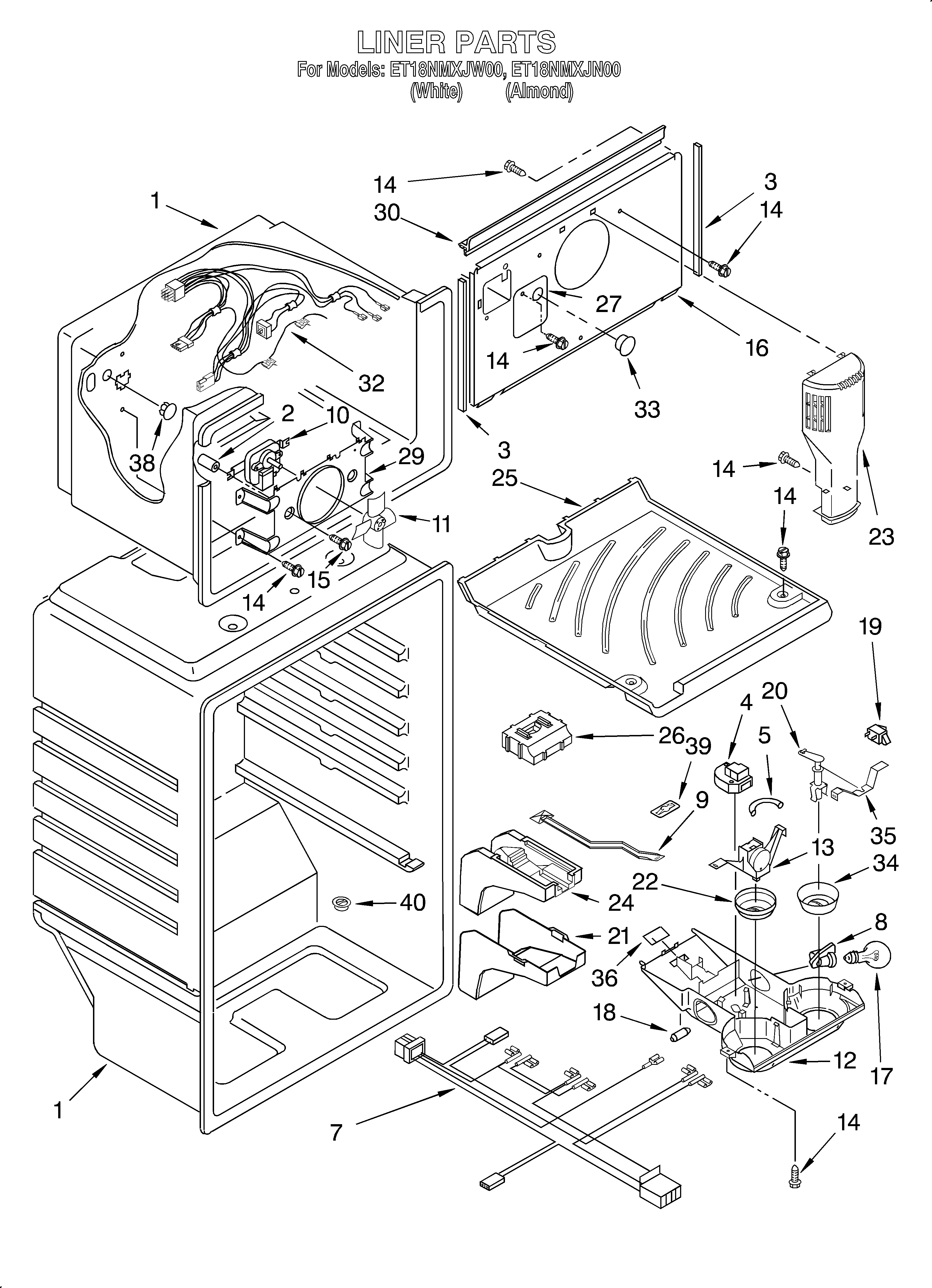 Whirlpool ET18NMXJW00 liner diagram