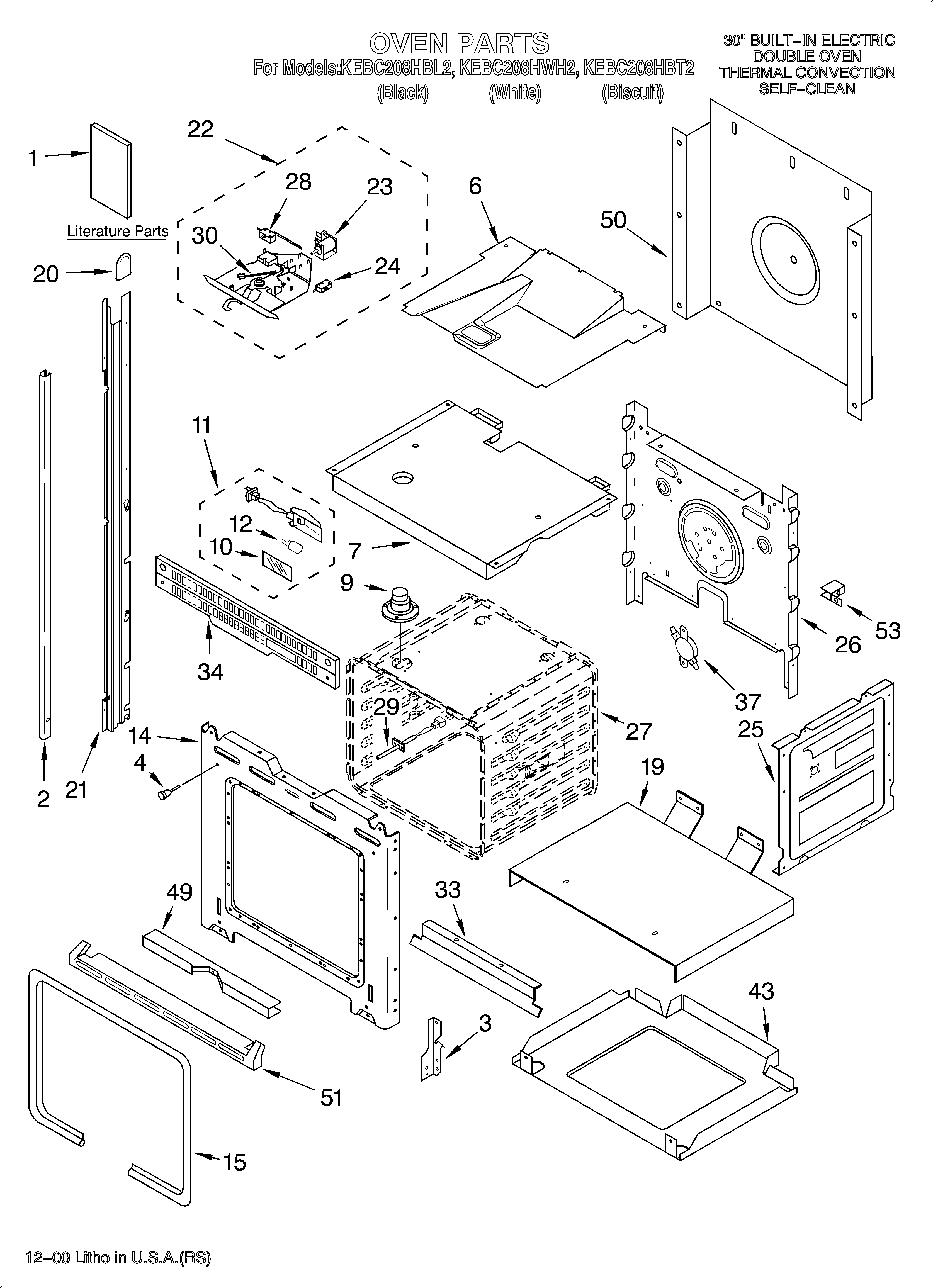 KitchenAid KEBC208HBL2 oven/literature diagram