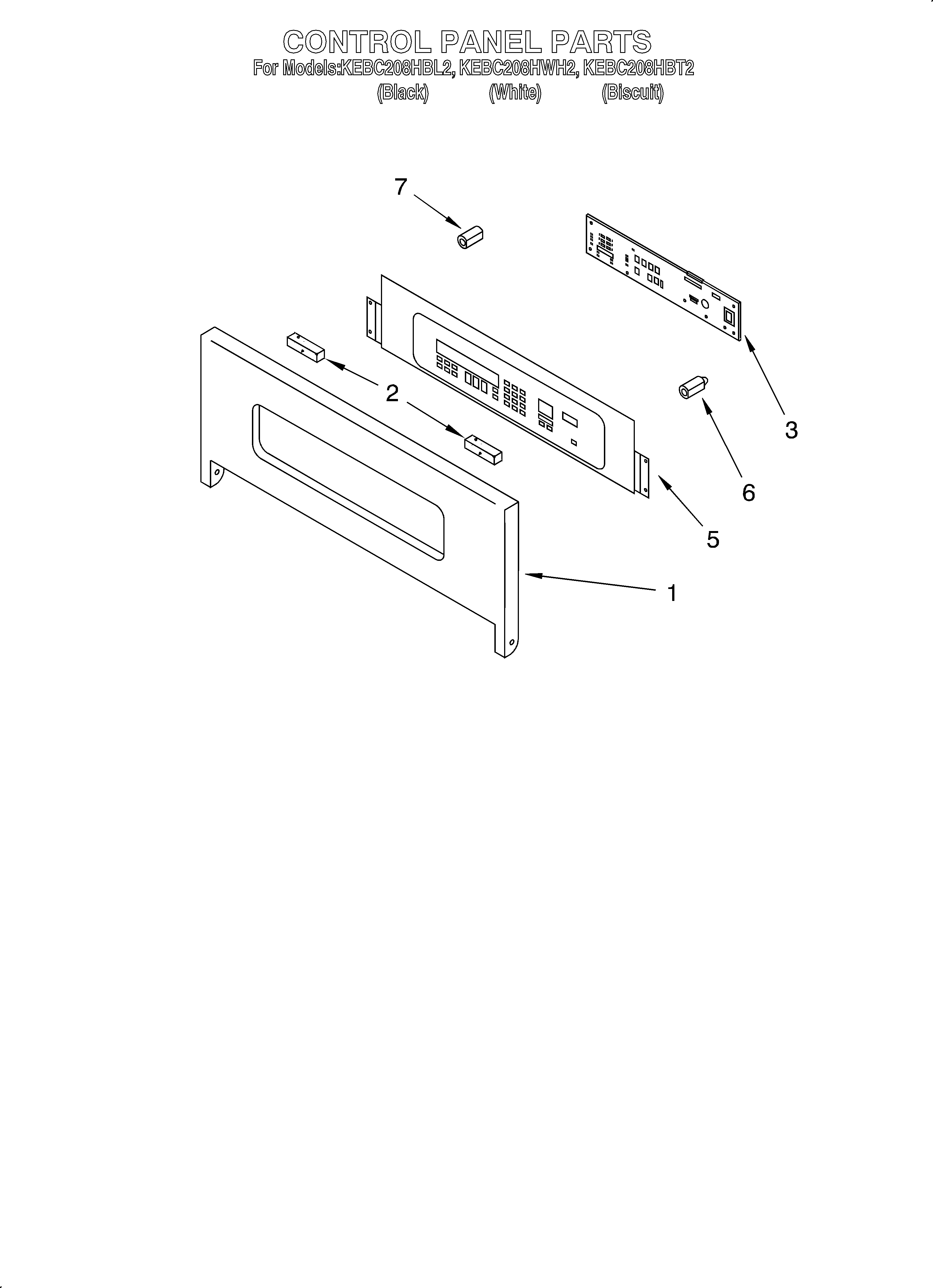 KitchenAid KEBC208HBL2 control panel diagram