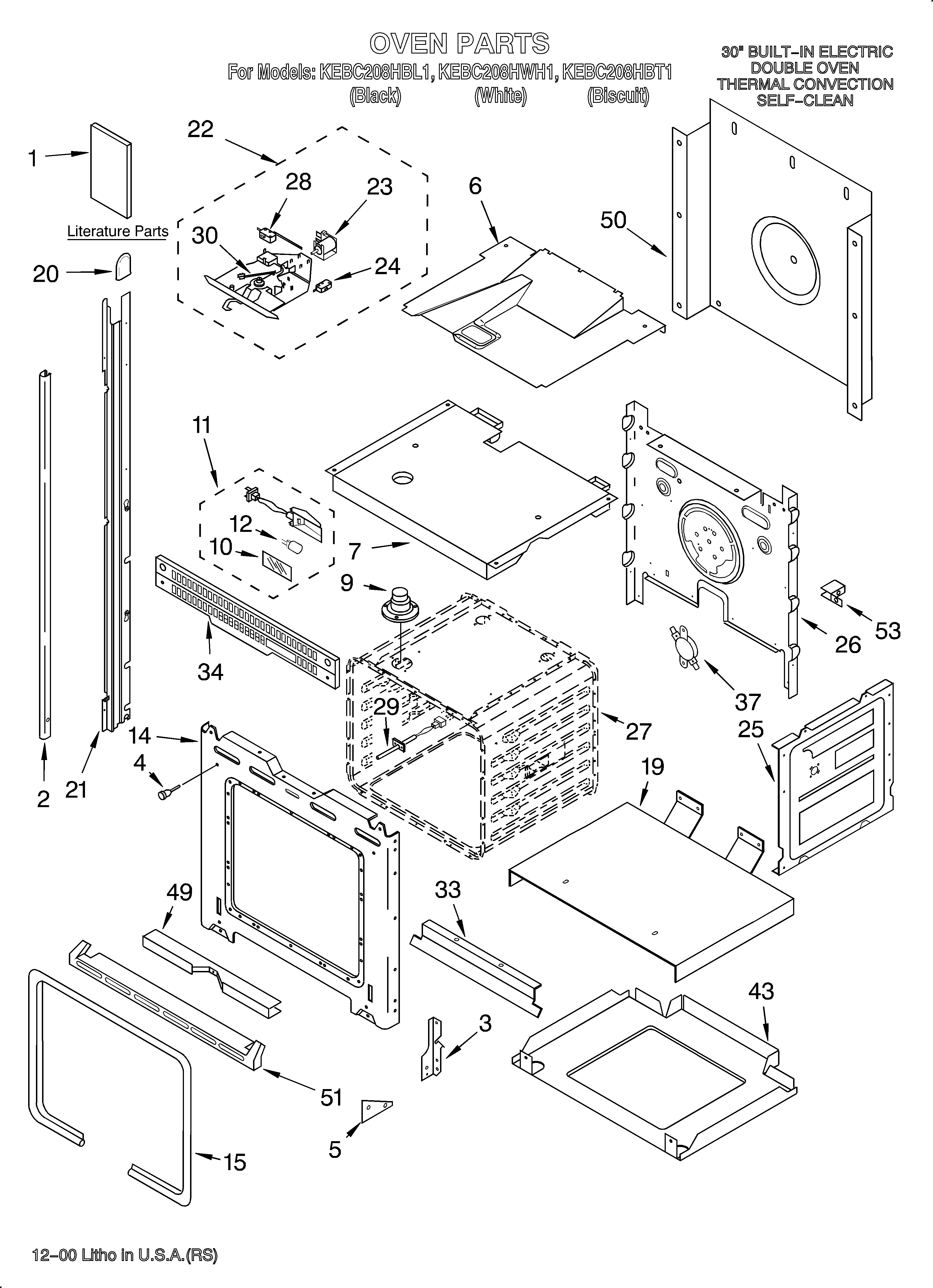 KitchenAid KEBC208HBL1 oven/literature diagram