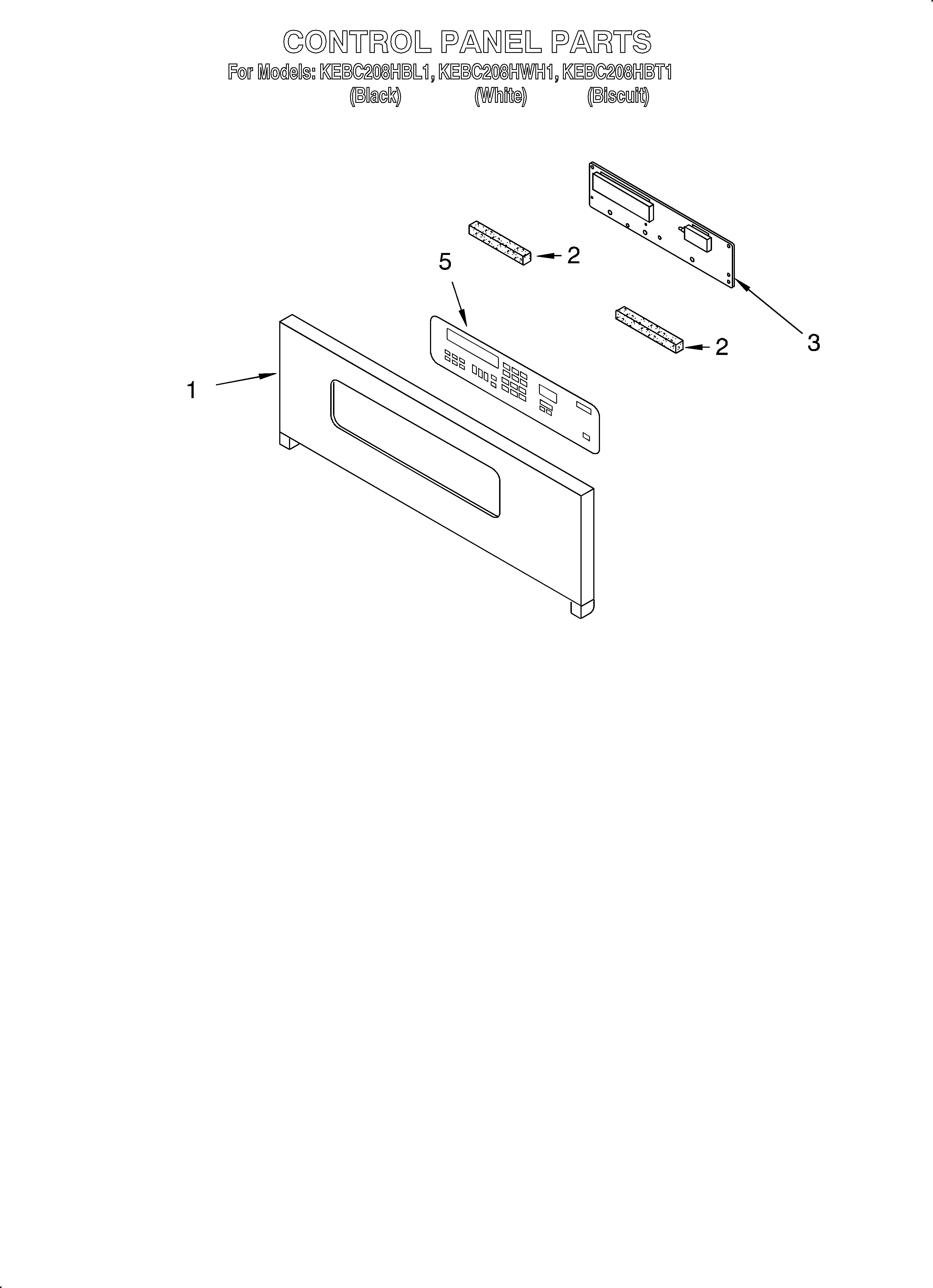 KitchenAid KEBC208HBL1 control panel diagram