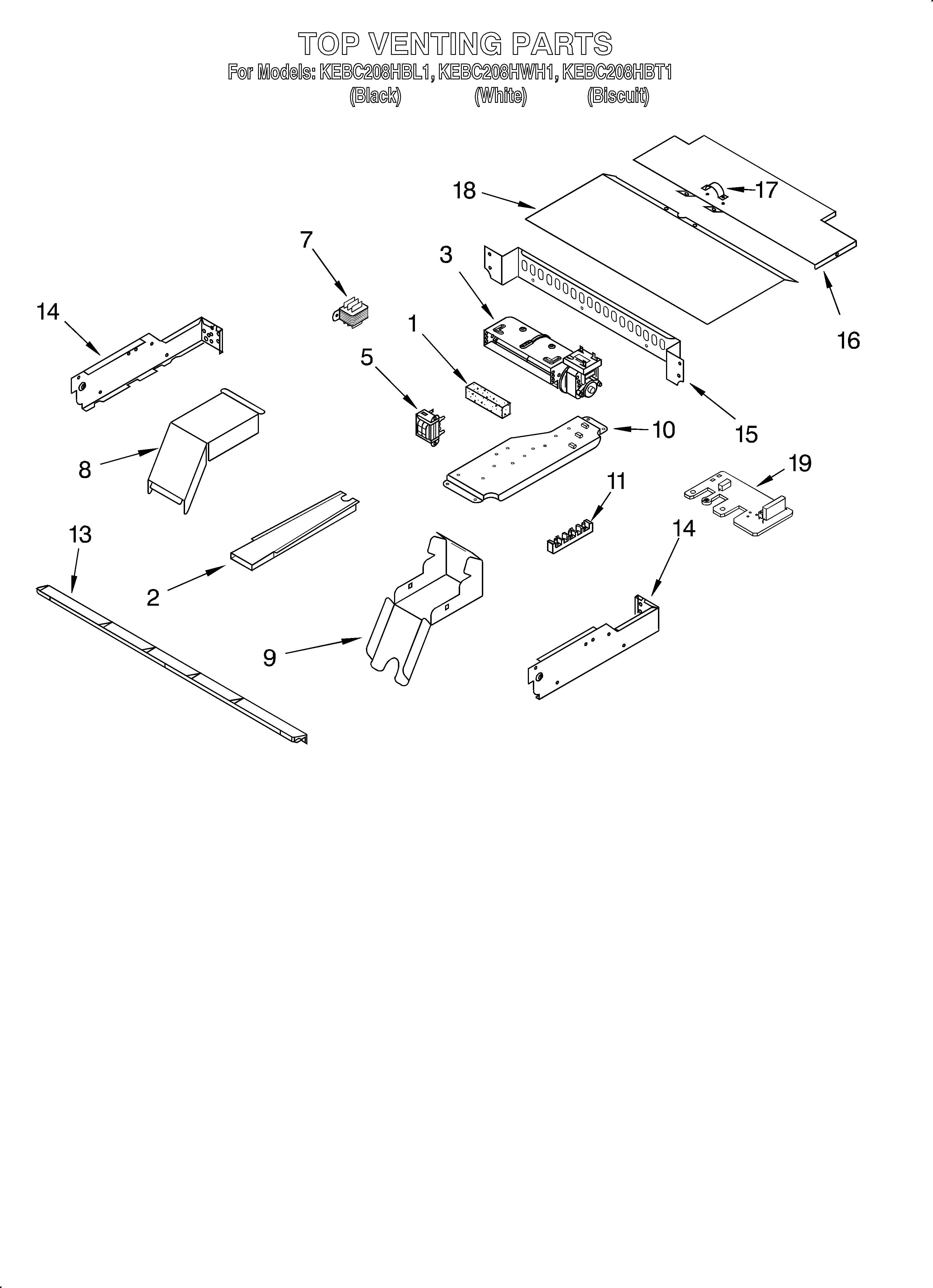 KitchenAid KEBC208HBL1 top venting/optional diagram