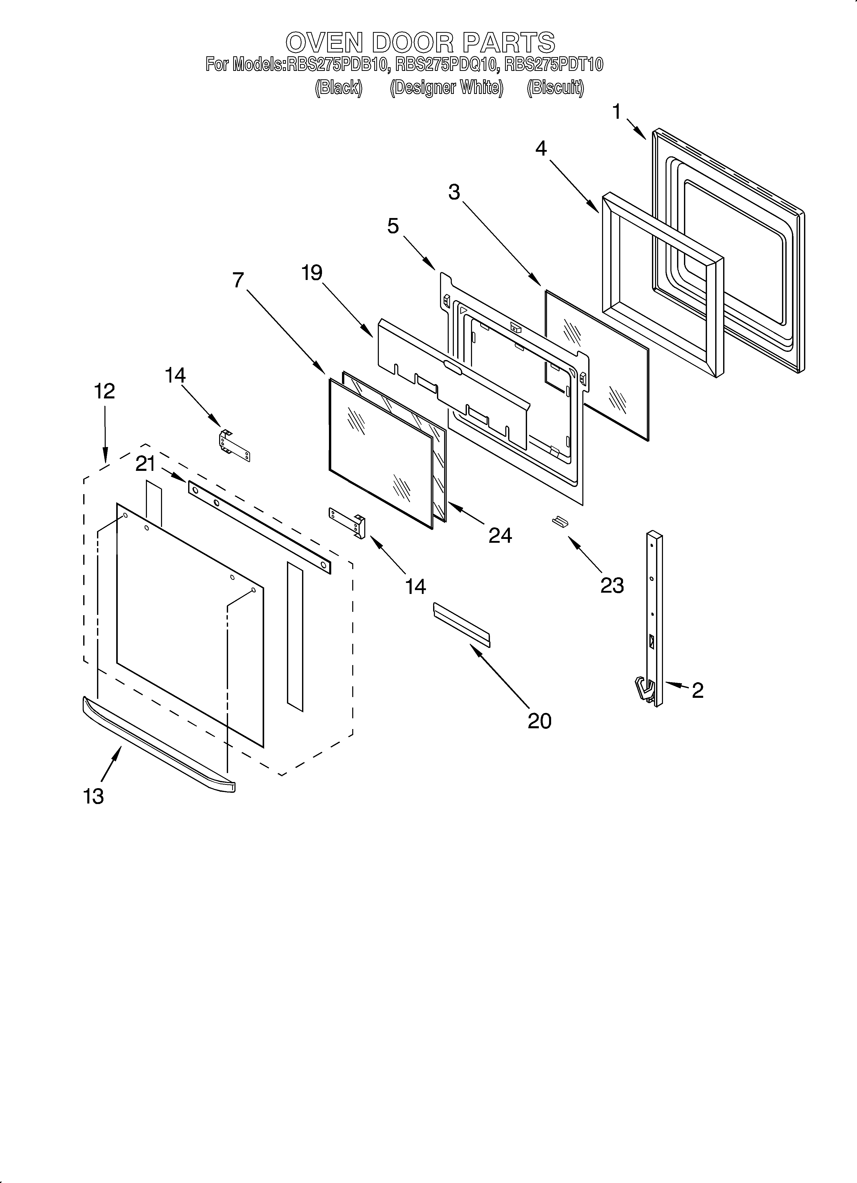 Whirlpool RBS275PDQ10 oven door diagram