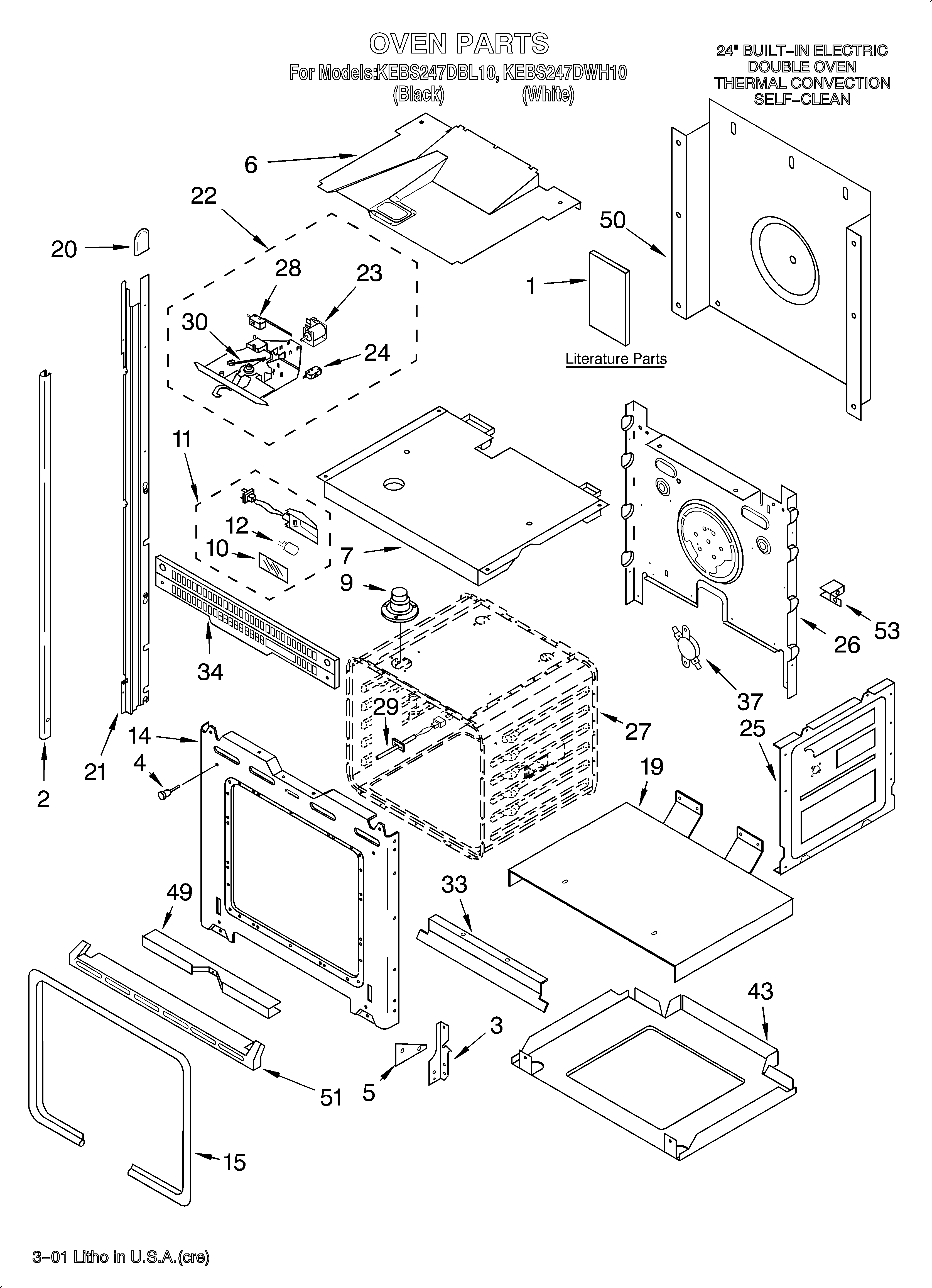 KitchenAid KEBS247DBL10 oven/literature diagram