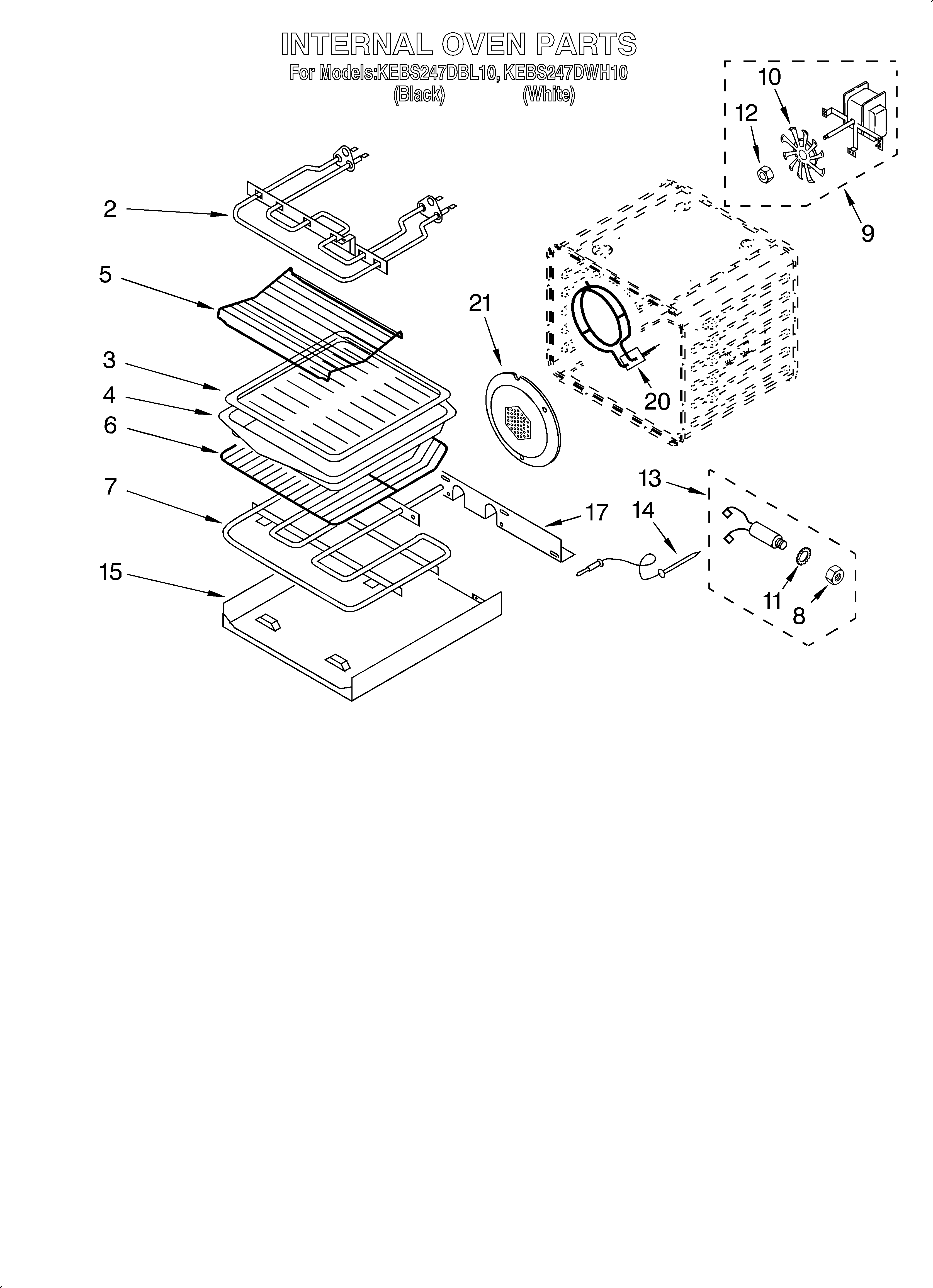 KitchenAid KEBS247DBL10 internal oven diagram