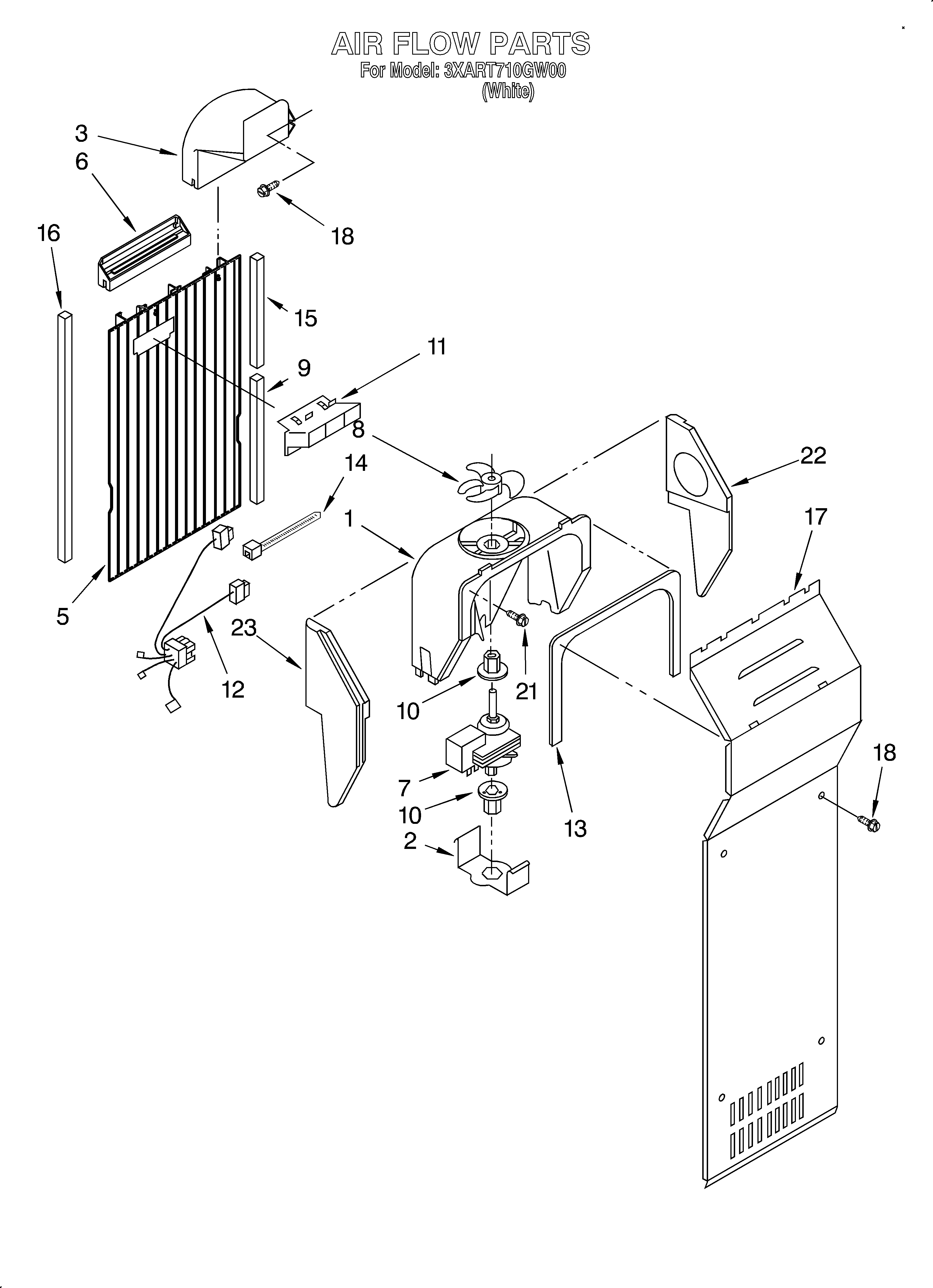 Whirlpool 3XART710GW00 air flow diagram