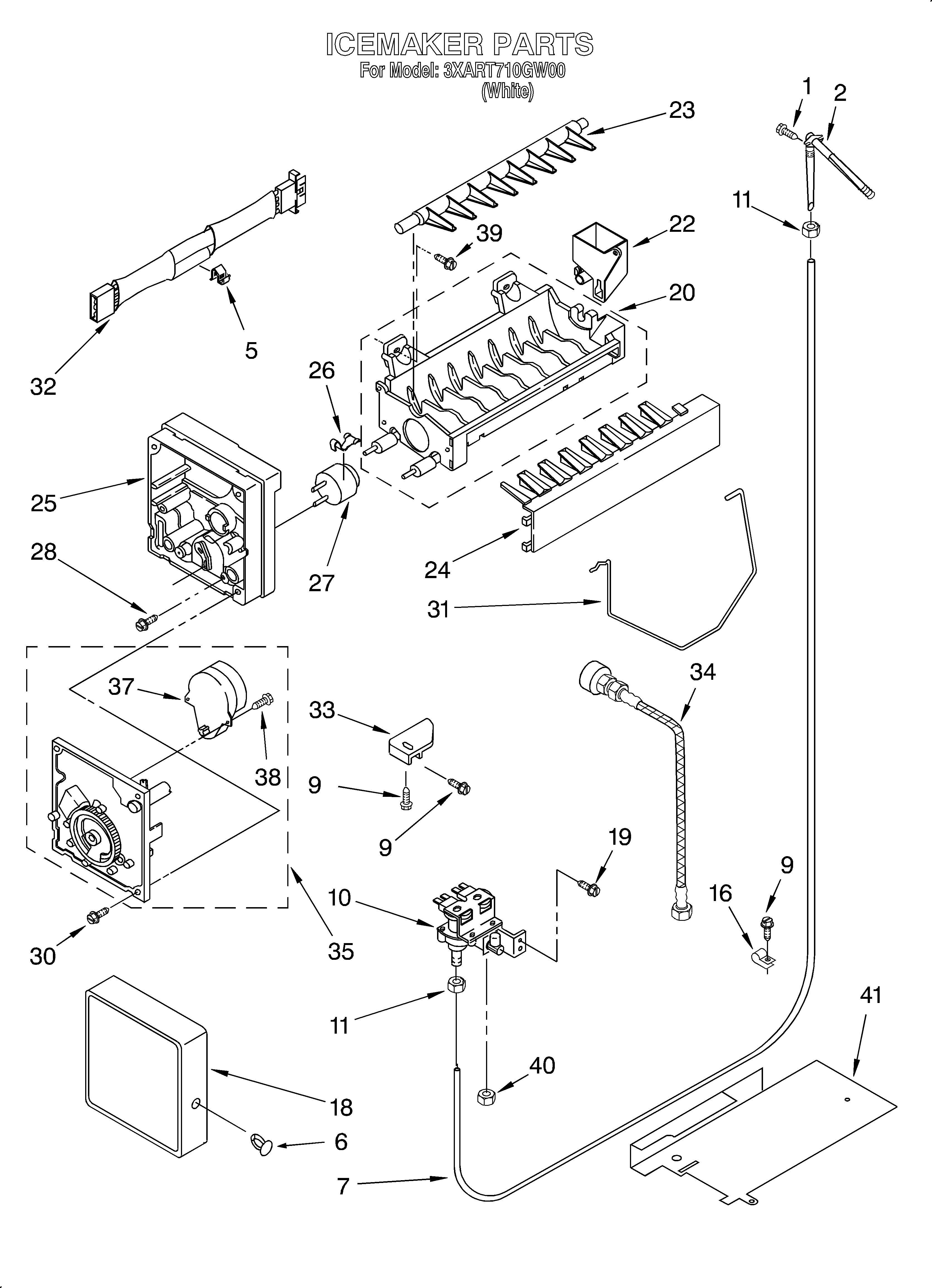 Whirlpool 3XART710GW00 ice maker/optional diagram