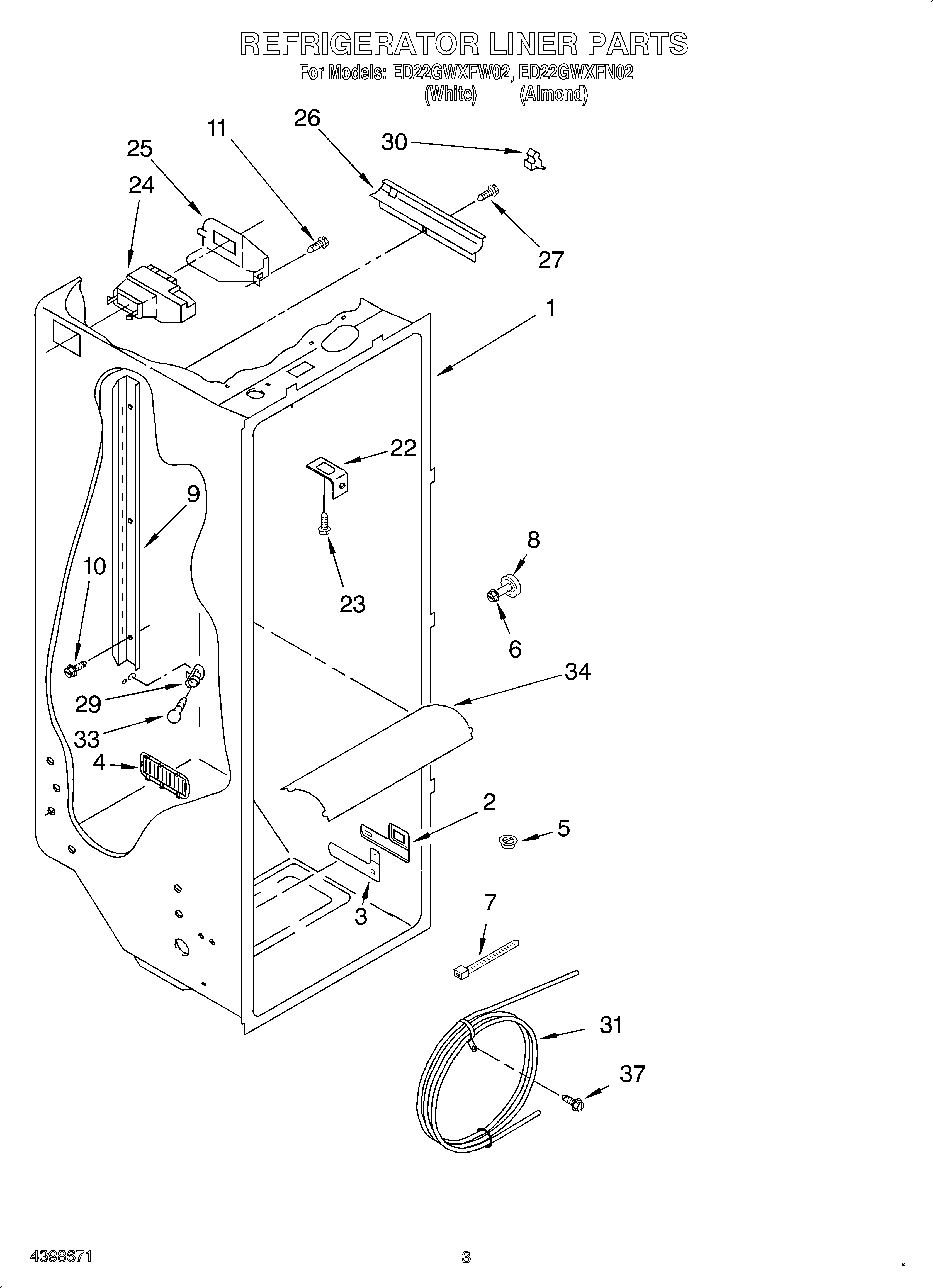 Whirlpool ED22GWXFW02 refrigerator liner diagram