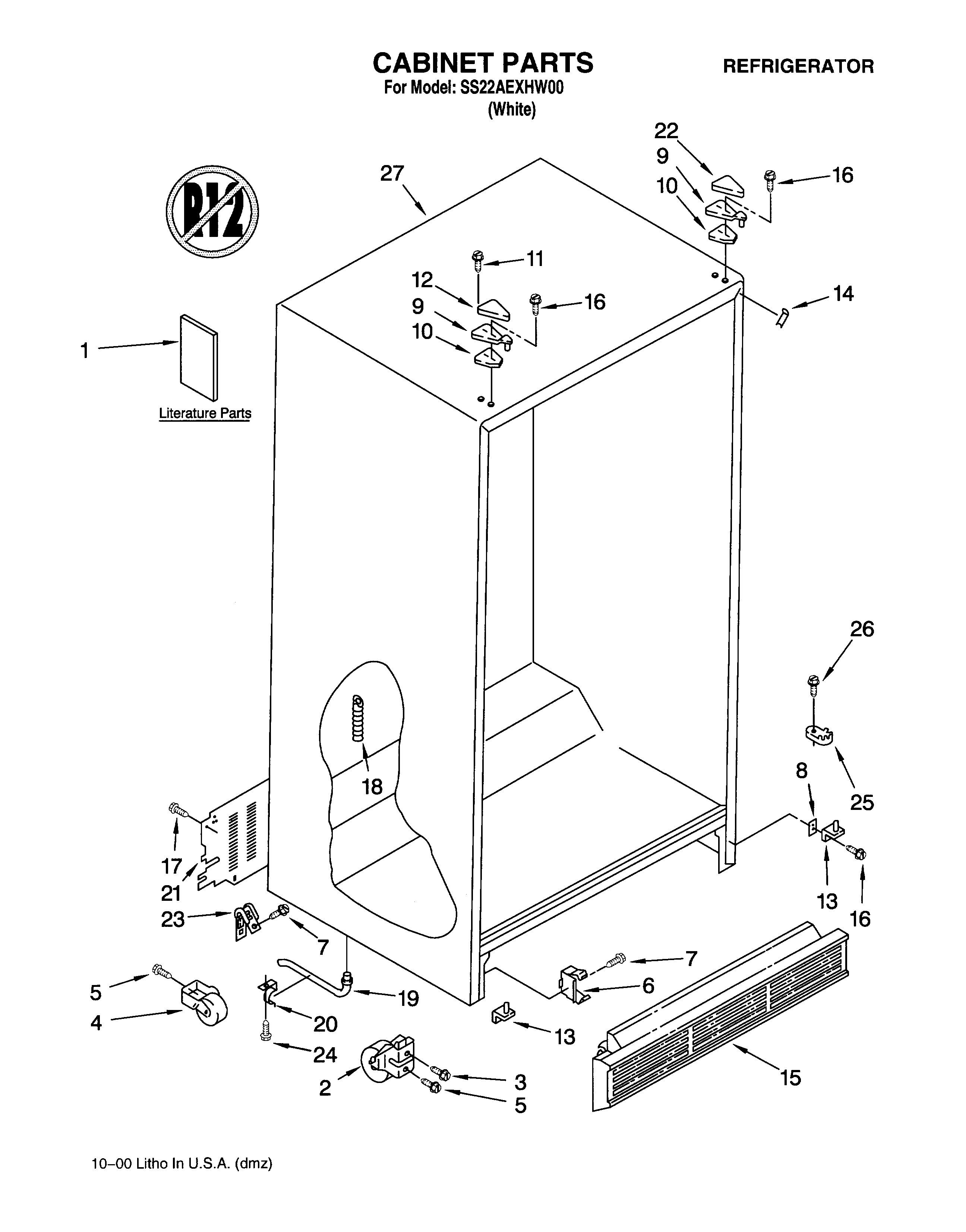 Whirlpool SS22AEXHW00 cabinet/literature diagram