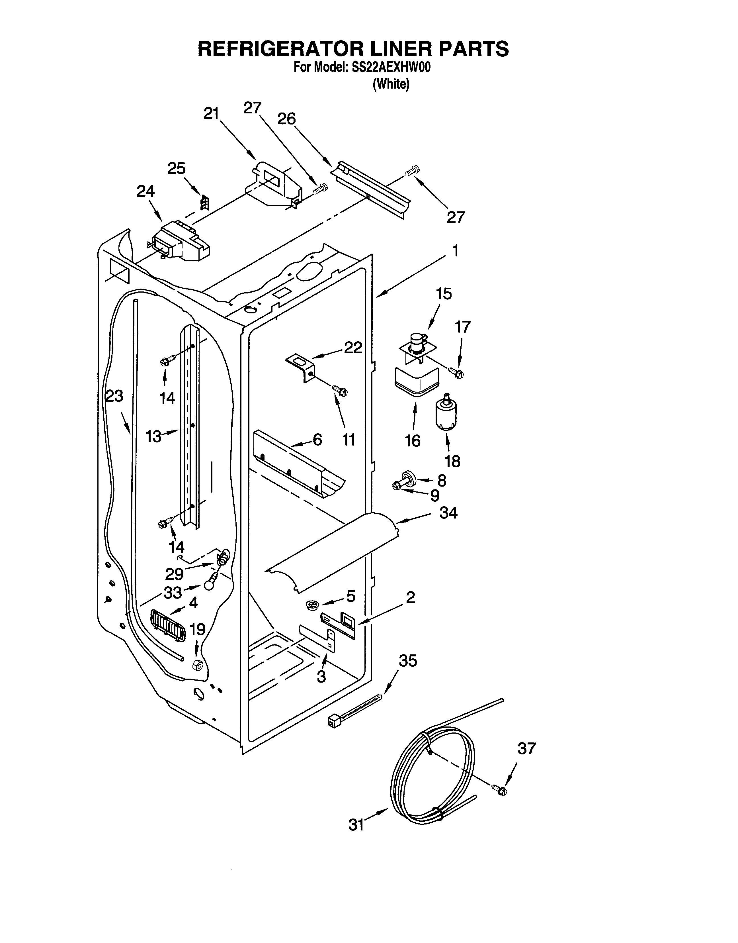 Whirlpool SS22AEXHW00 refrigerator liner diagram