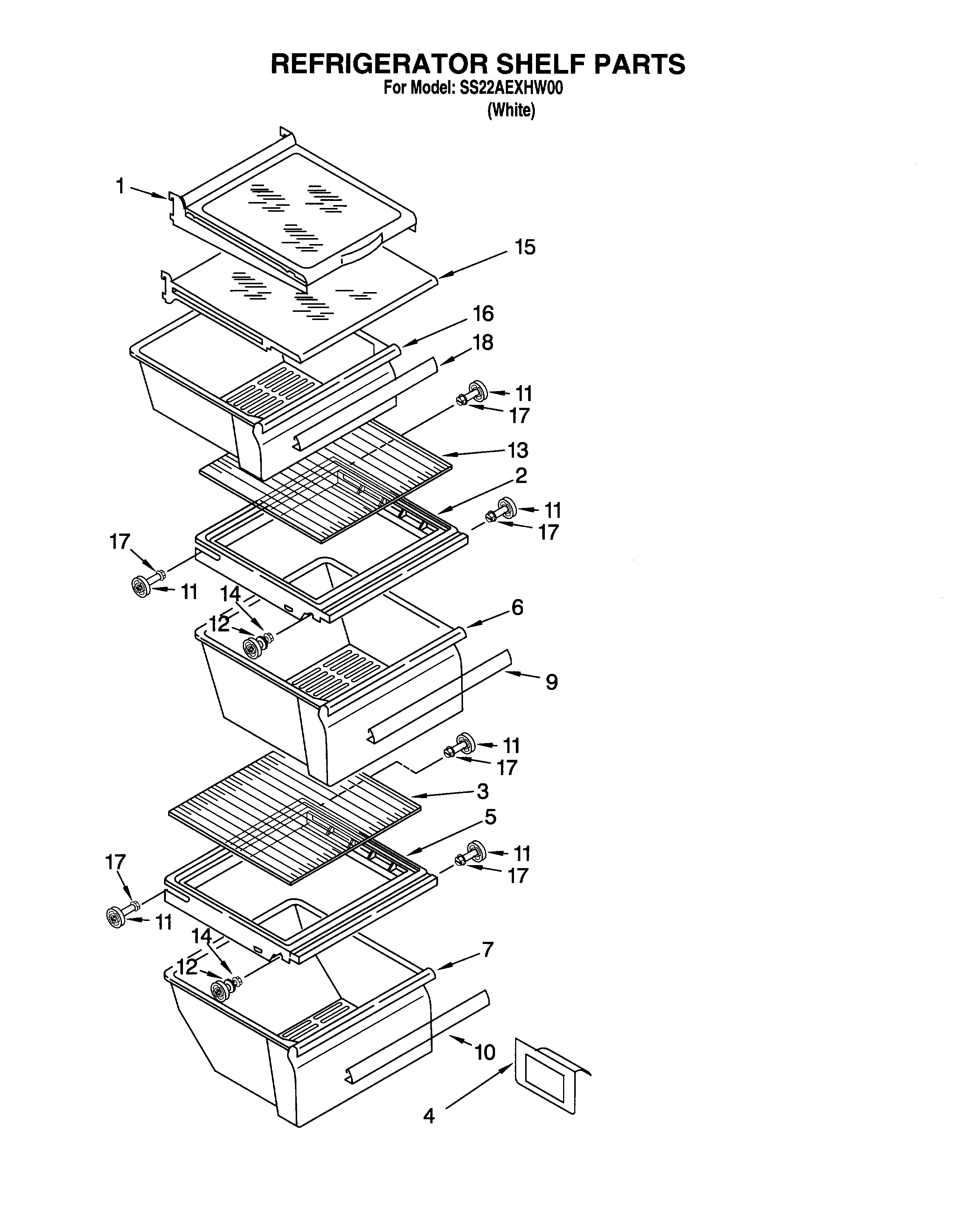 Whirlpool SS22AEXHW00 refrigerator shelf diagram