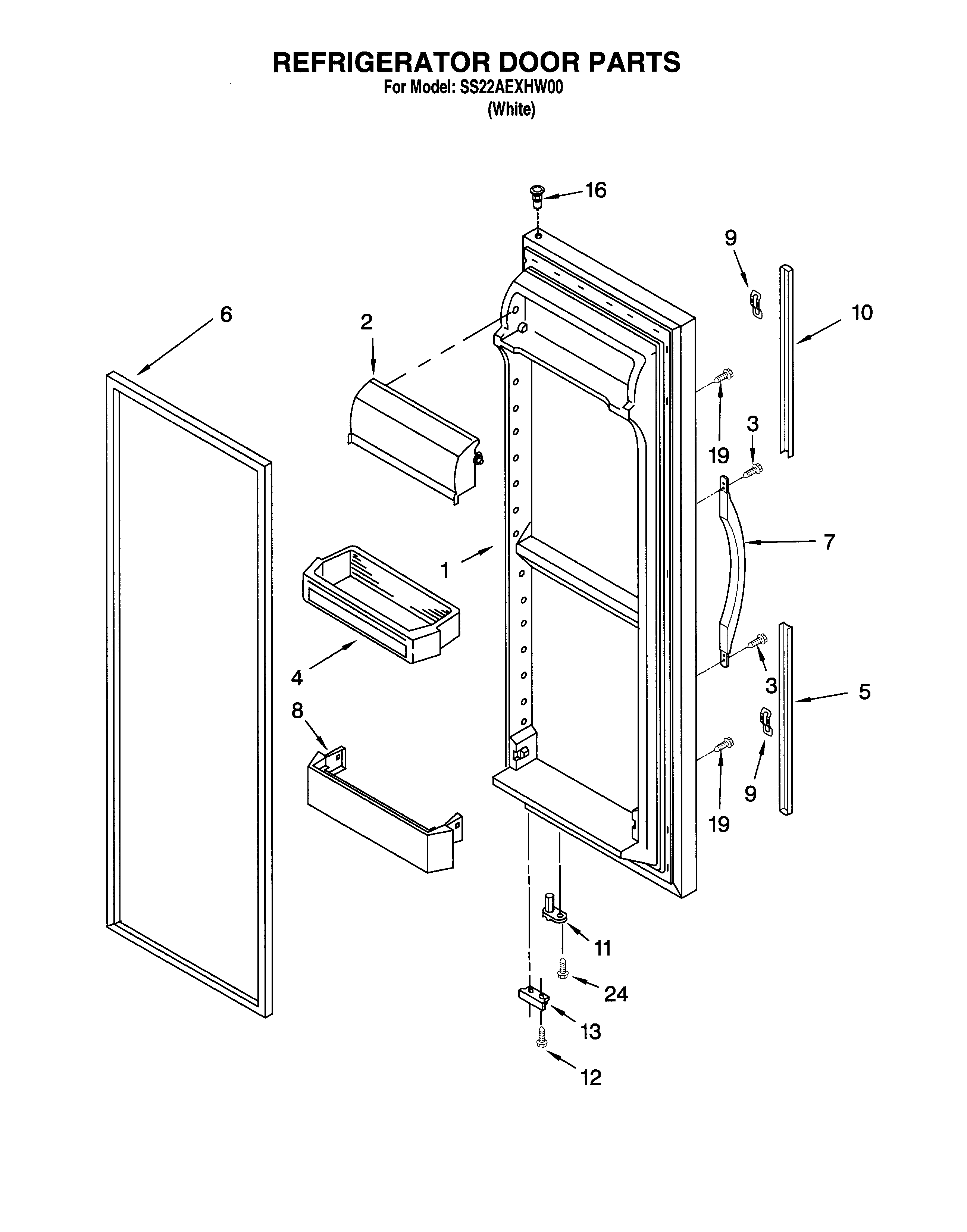 Whirlpool SS22AEXHW00 refrigerator door diagram