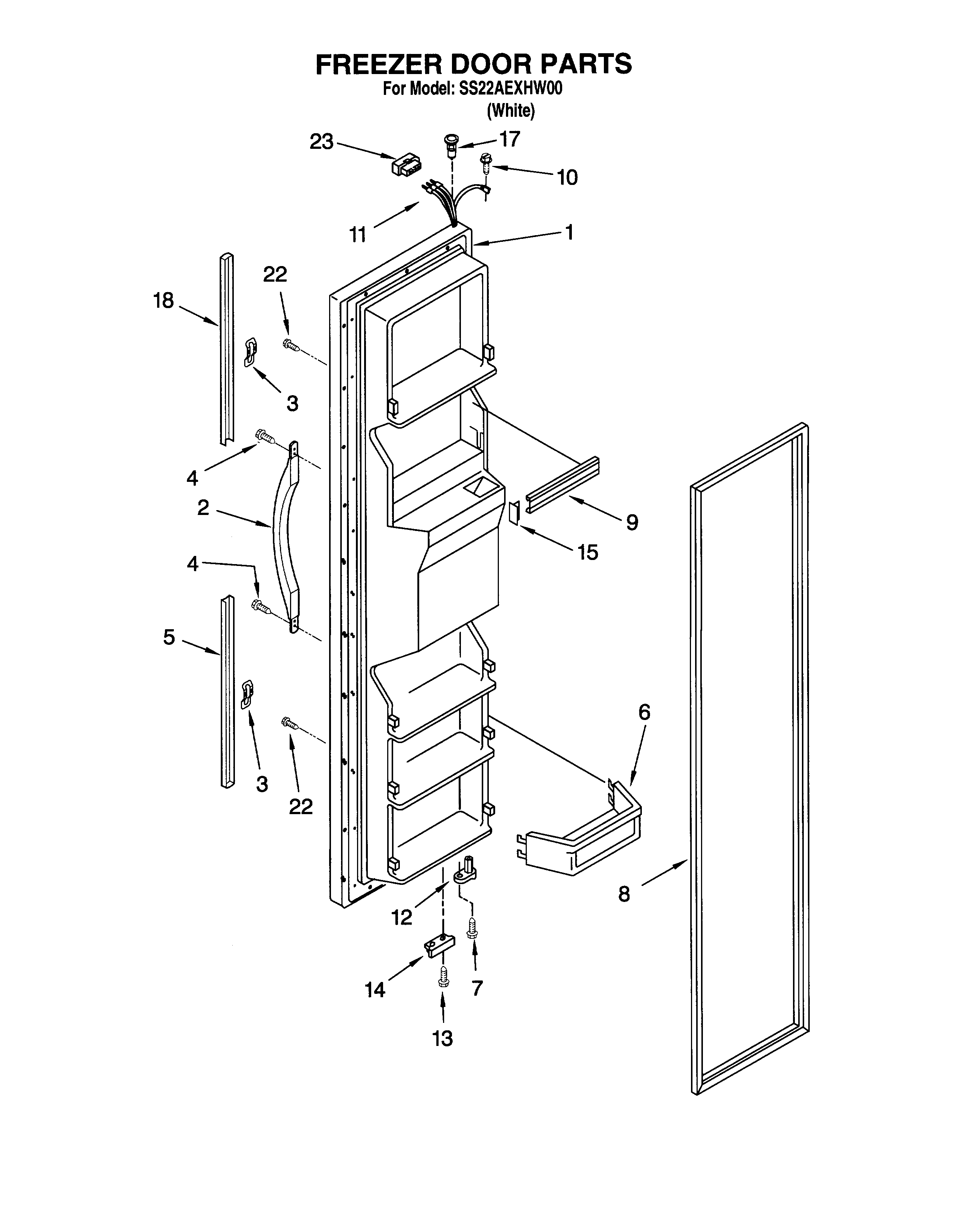 Whirlpool SS22AEXHW00 freezer door diagram