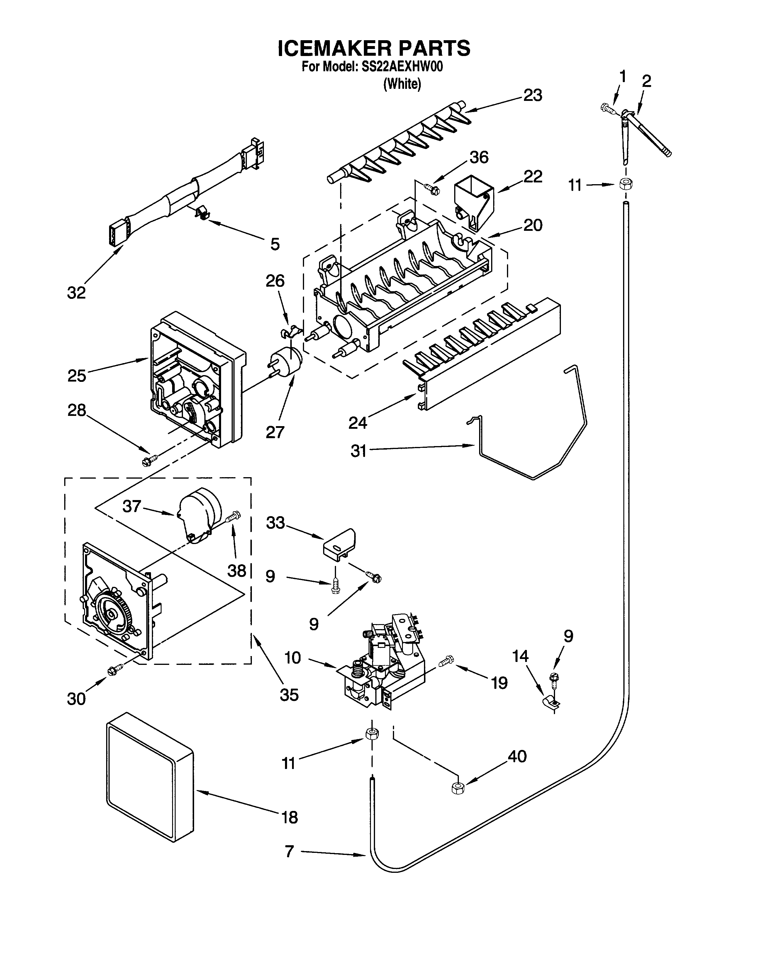 Whirlpool SS22AEXHW00 icemaker/optional diagram
