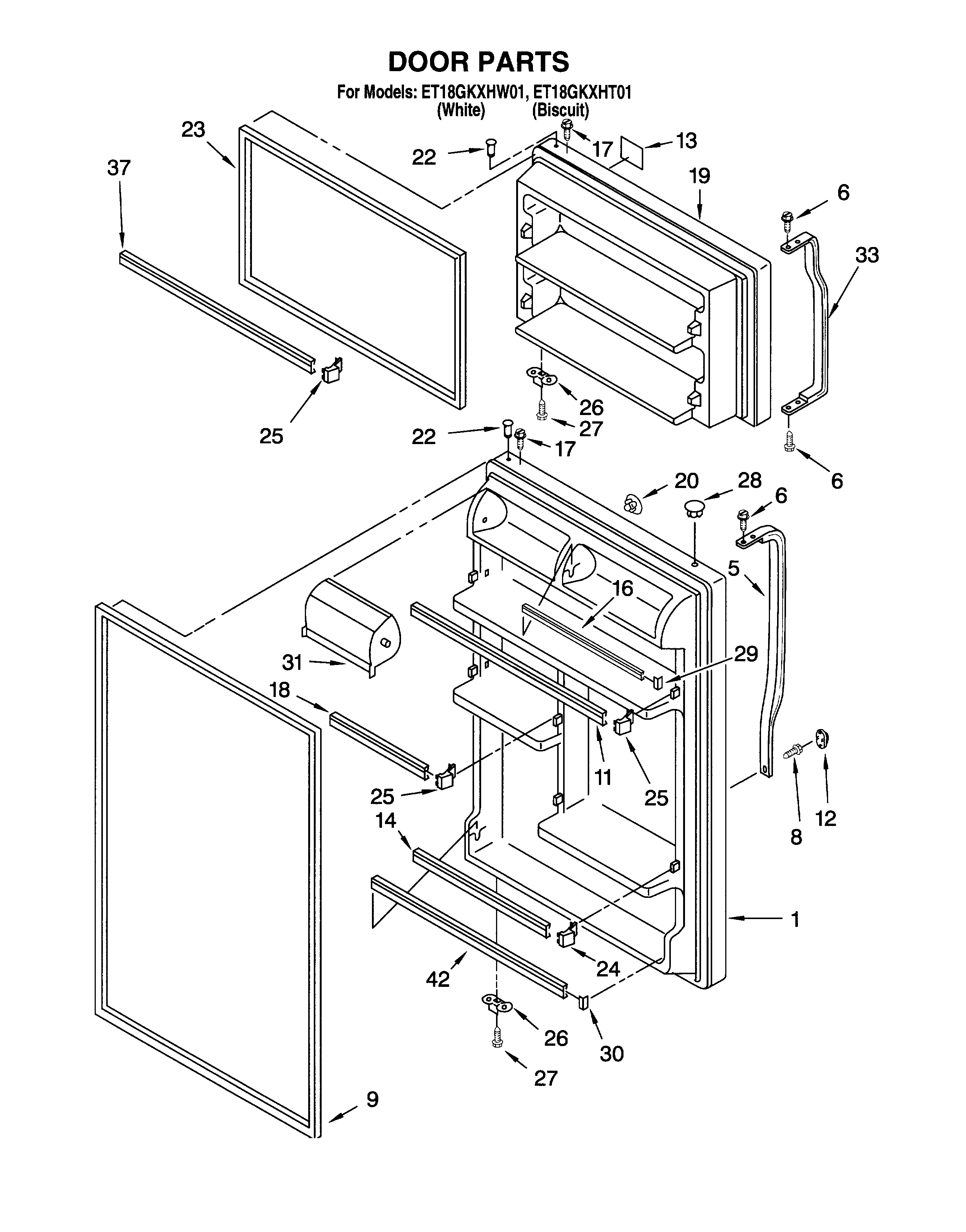 Whirlpool ET18GKXHT01 door diagram