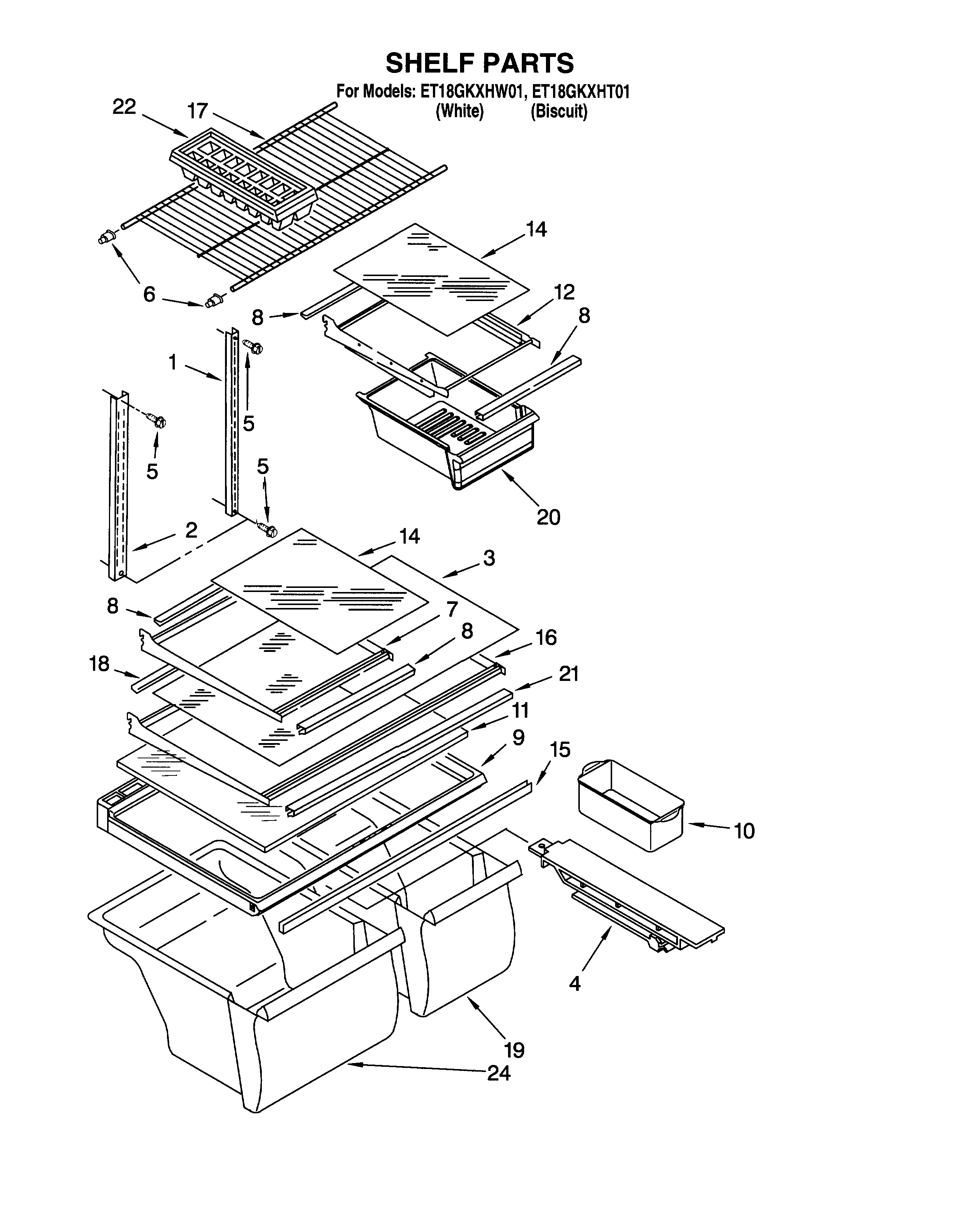 Whirlpool ET18GKXHT01 shelf/optional diagram