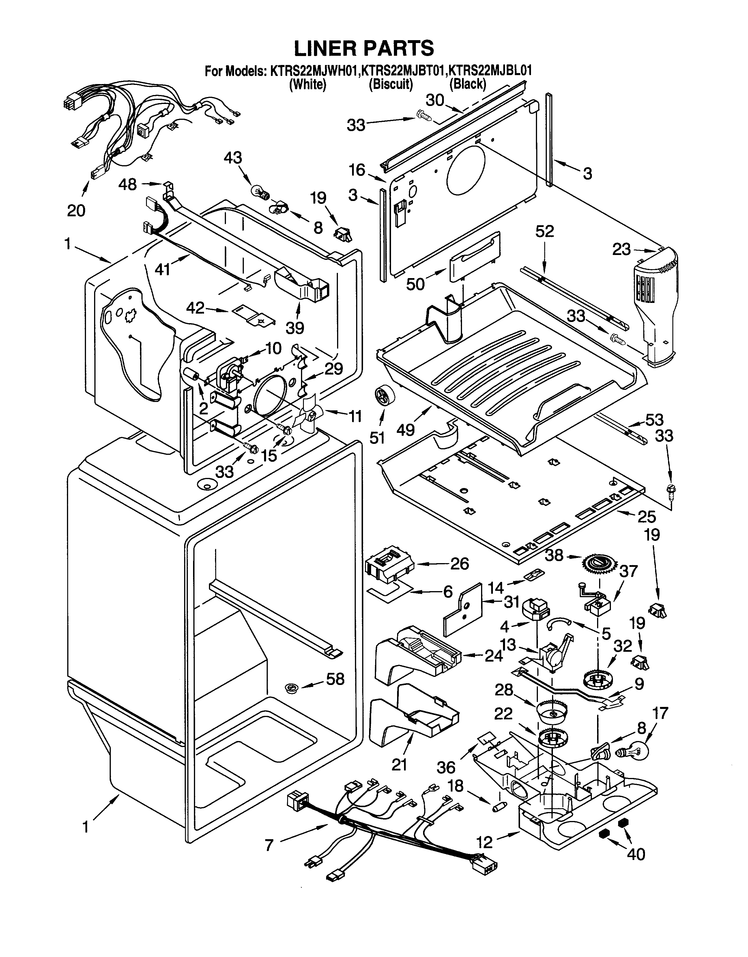 KitchenAid KTRS22MJBT01 liner diagram