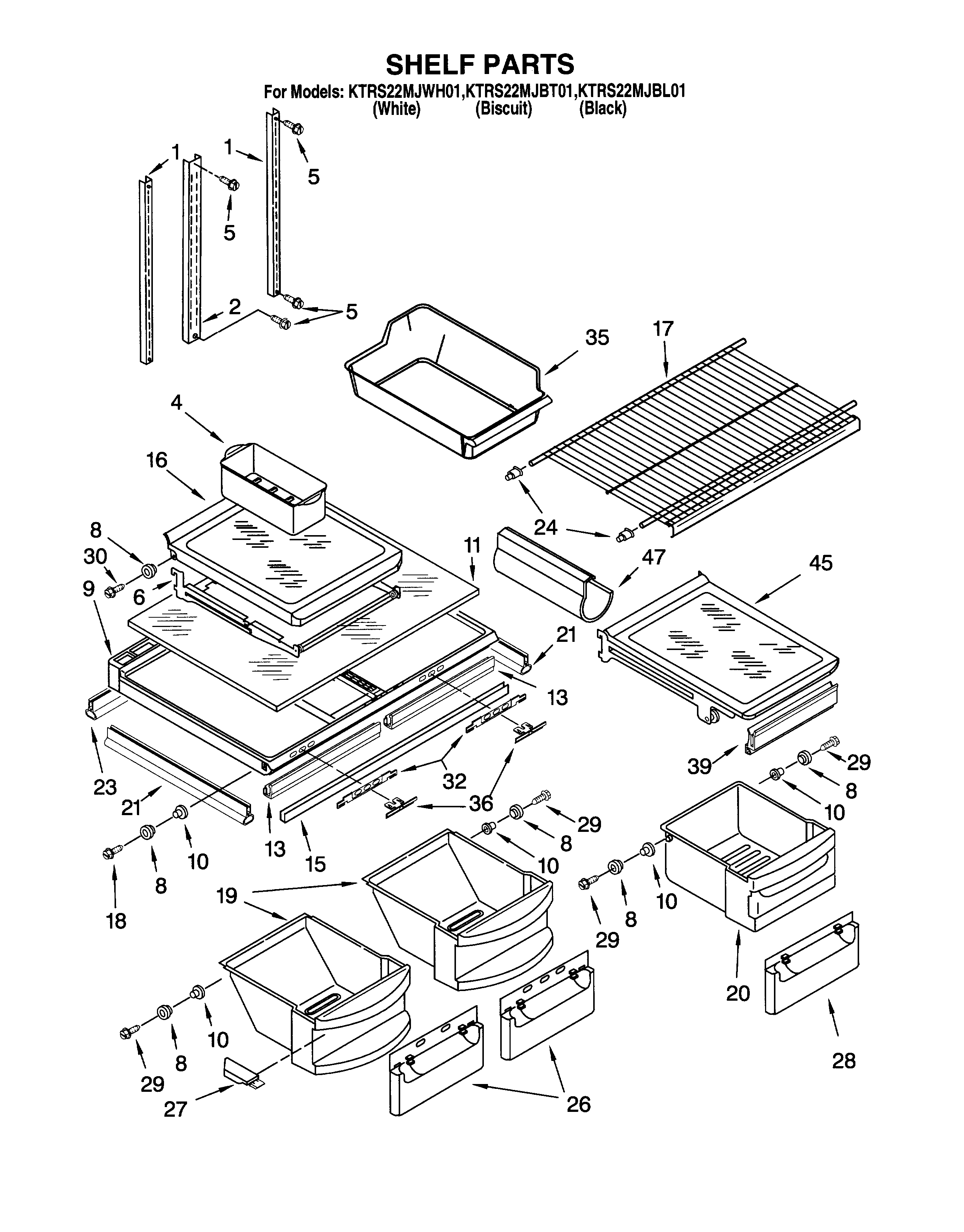 KitchenAid KTRS22MJBT01 shelf diagram