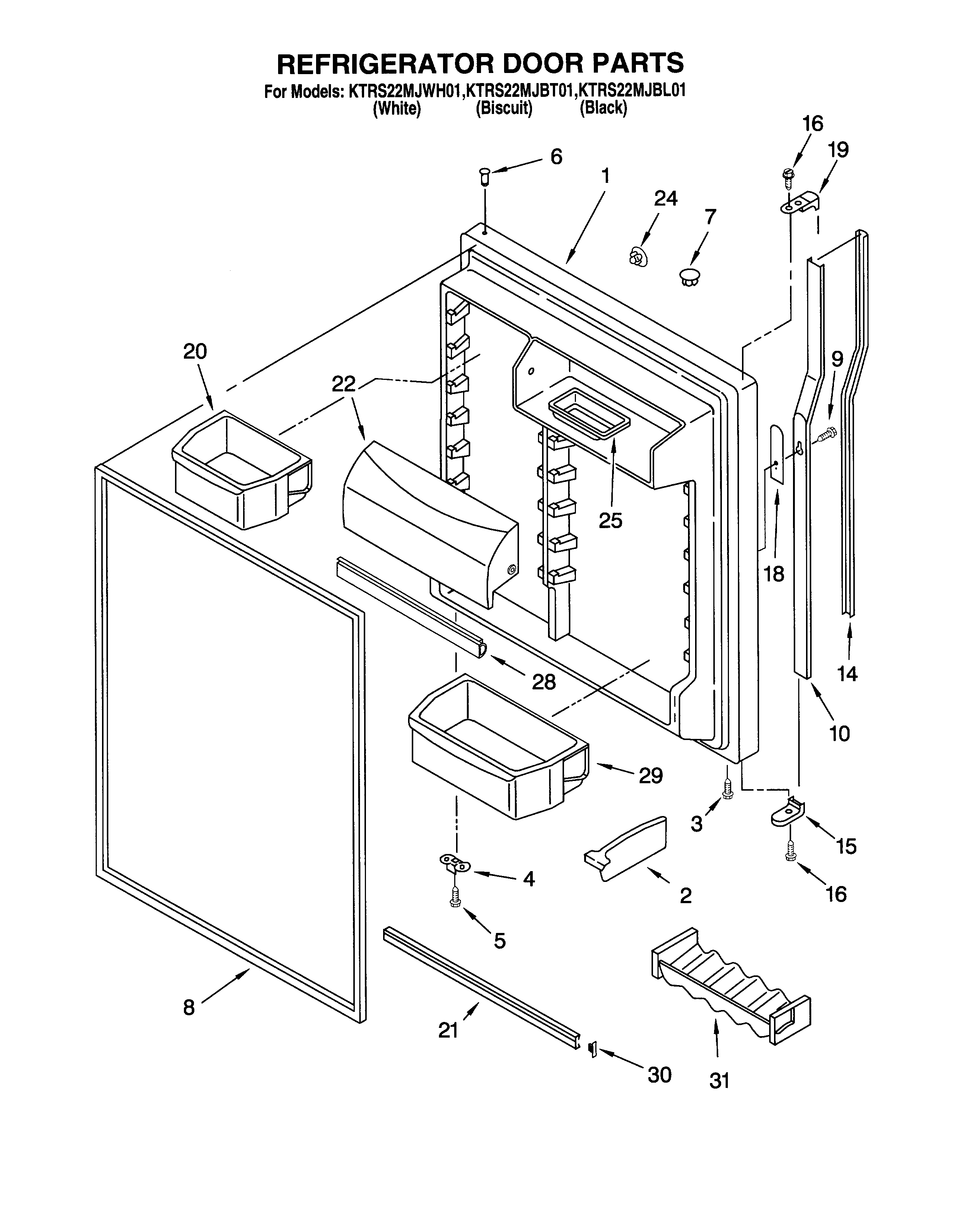 KitchenAid KTRS22MJBT01 refrigerator door diagram