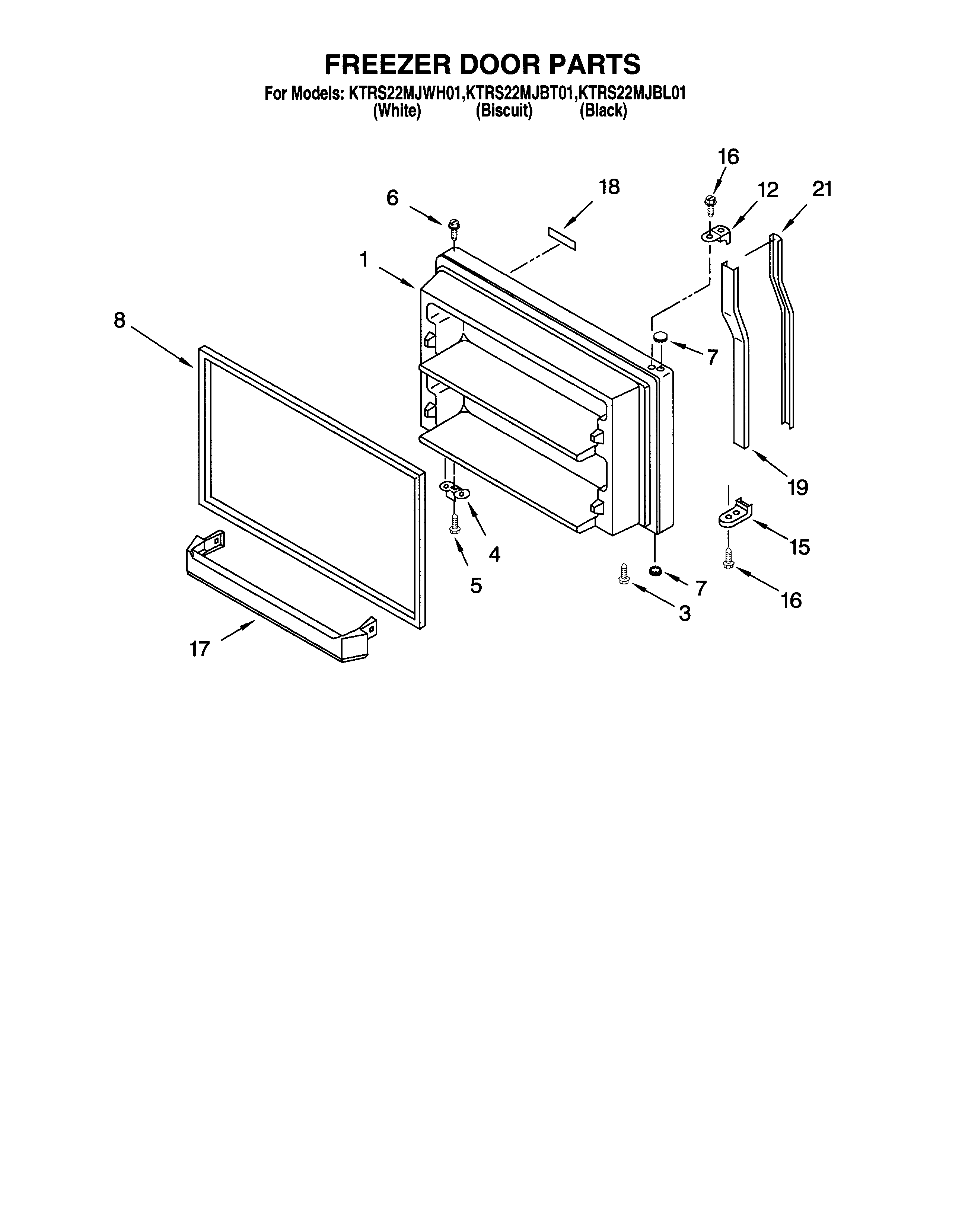 KitchenAid KTRS22MJBT01 freezer door/optional diagram