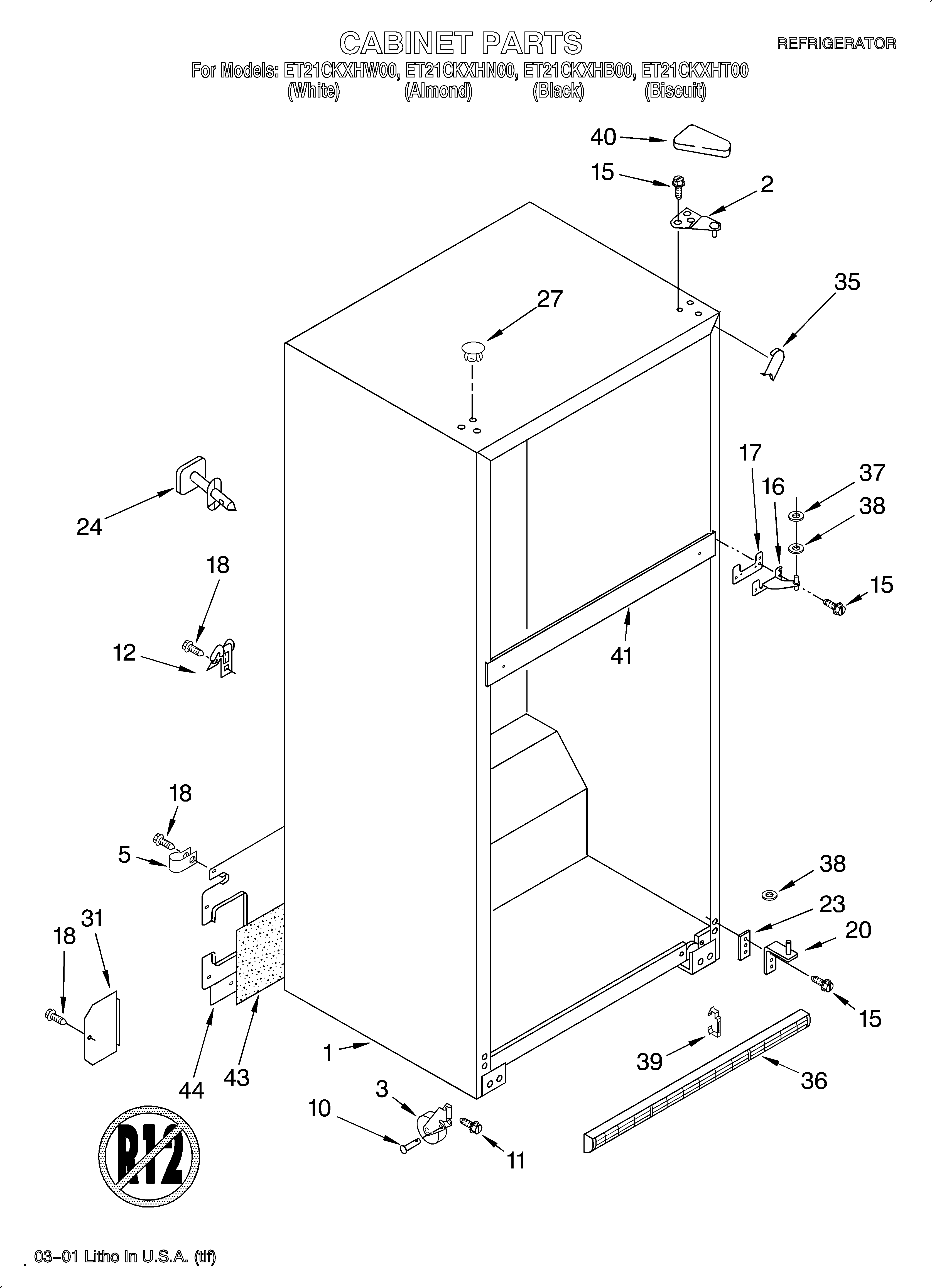 Whirlpool ET21CKXHN00 cabinet diagram