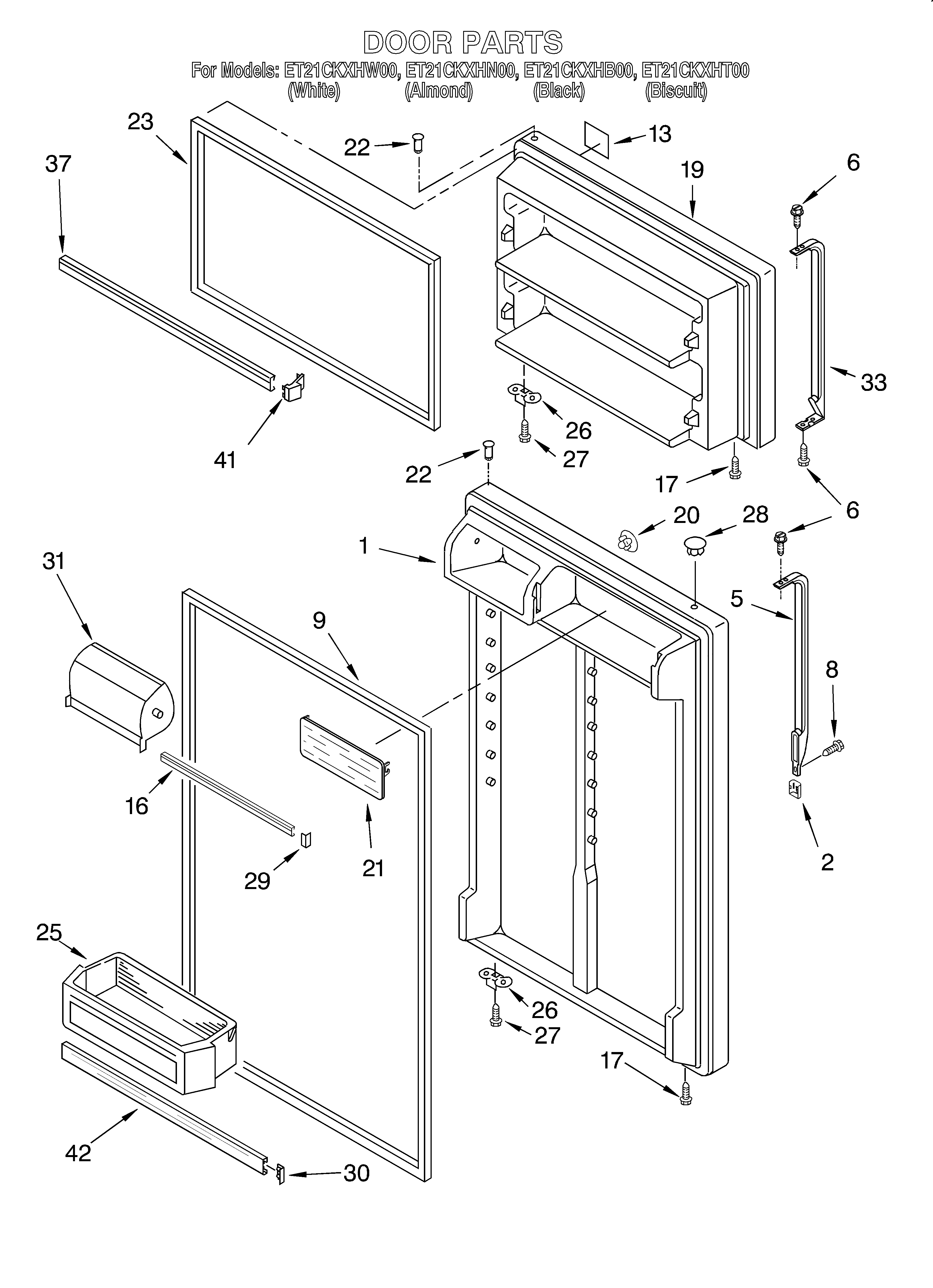 Whirlpool ET21CKXHN00 door diagram
