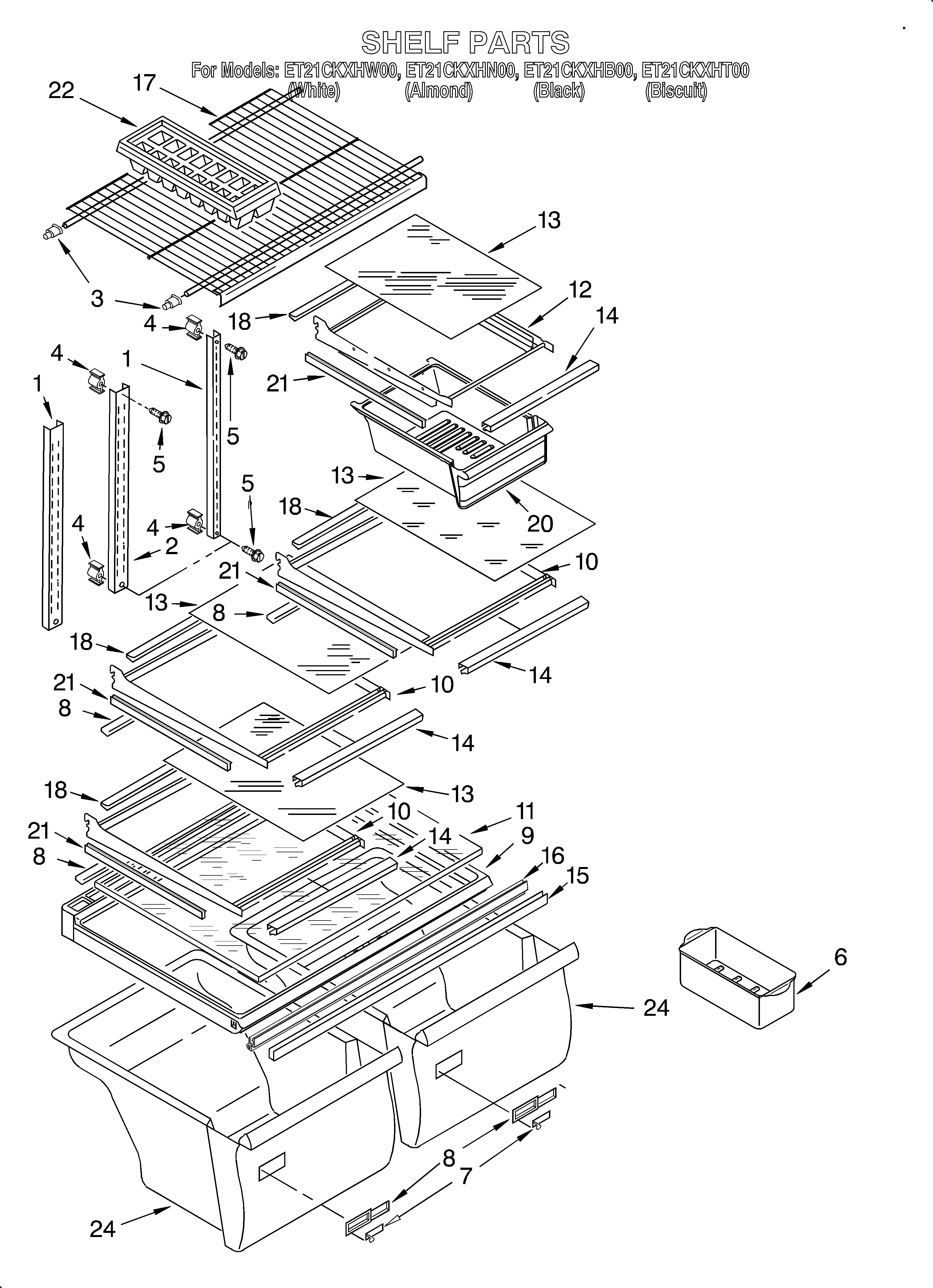 Whirlpool ET21CKXHN00 shelf/lit/optional diagram
