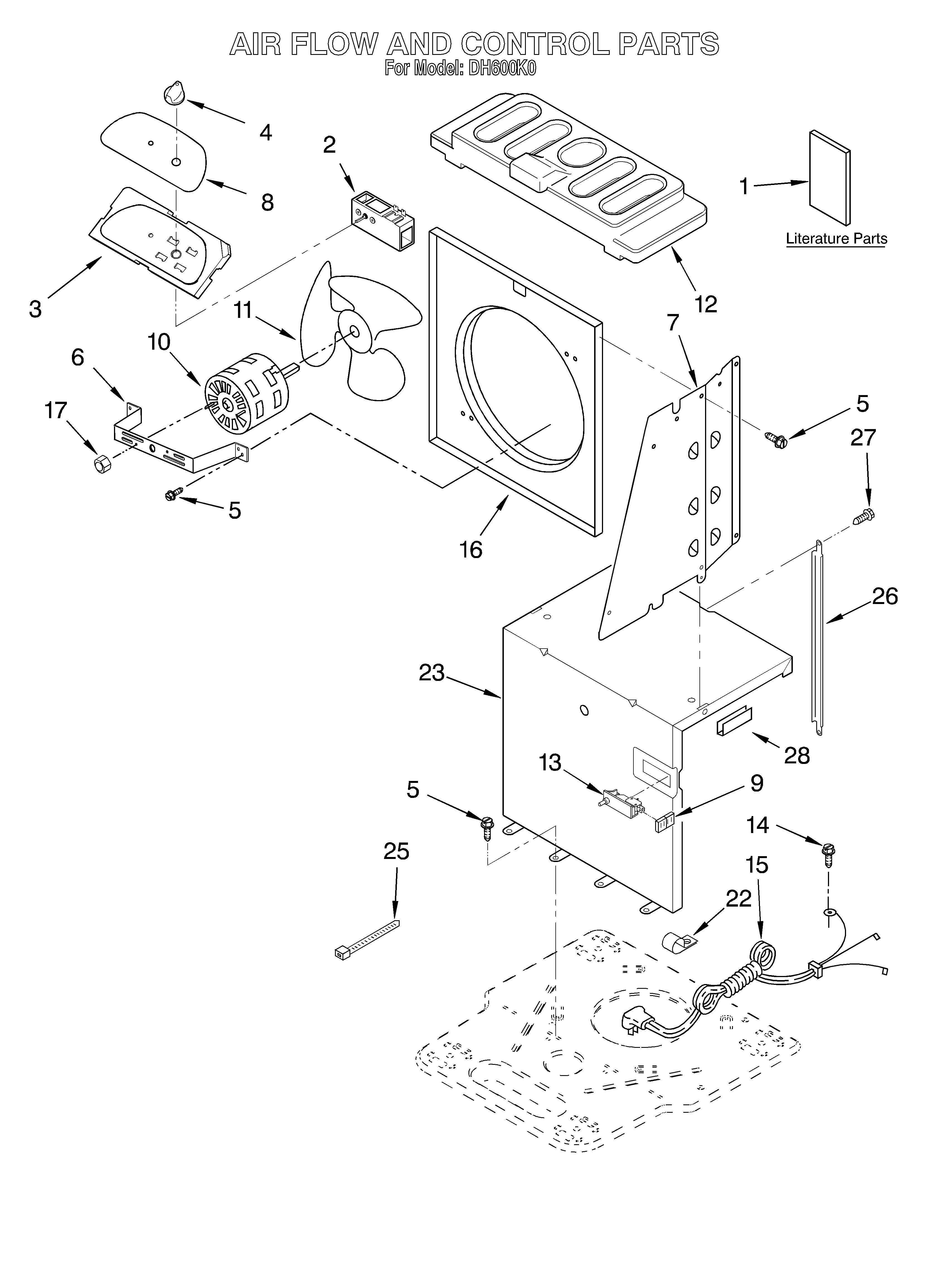 Comfort-Aire DH600K0 air flow and control/literature diagram