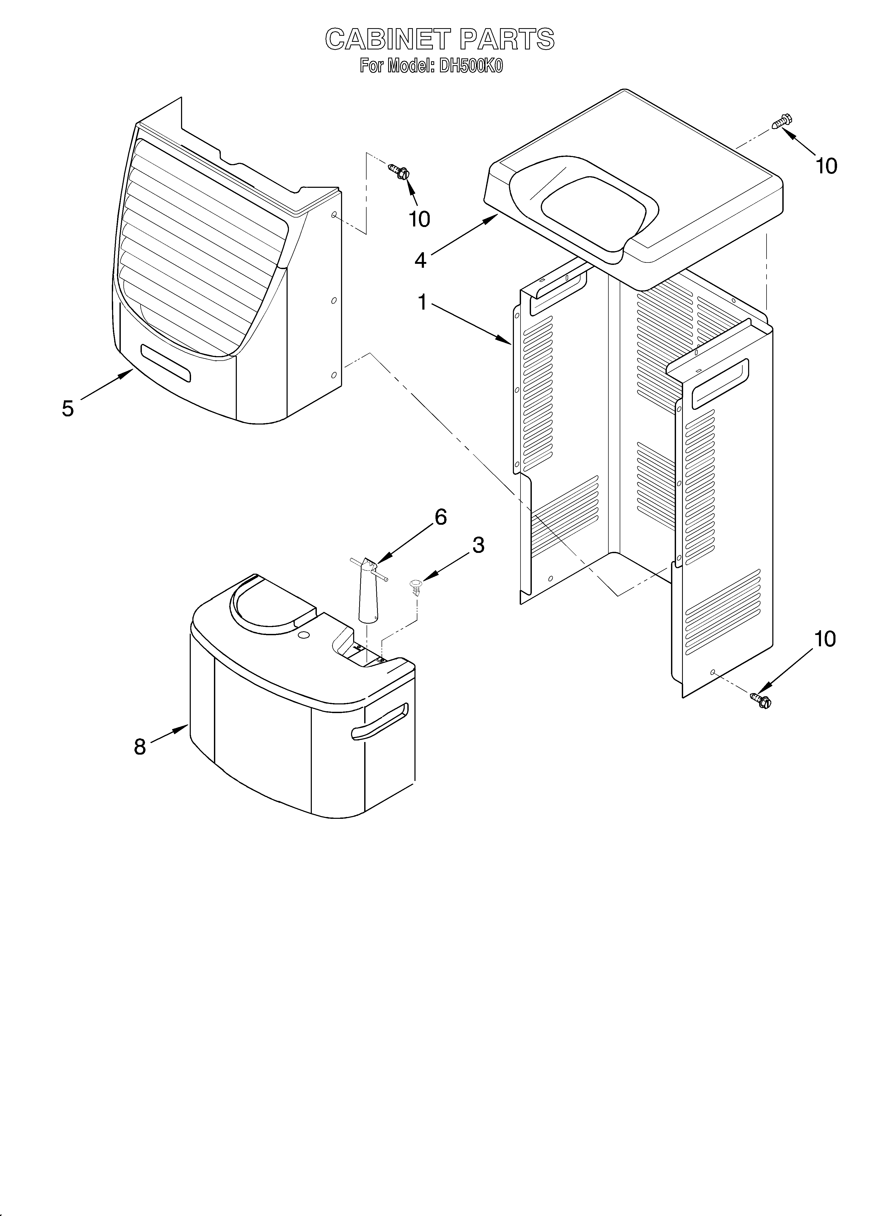 Comfort-Aire DH500K0 cabinet diagram