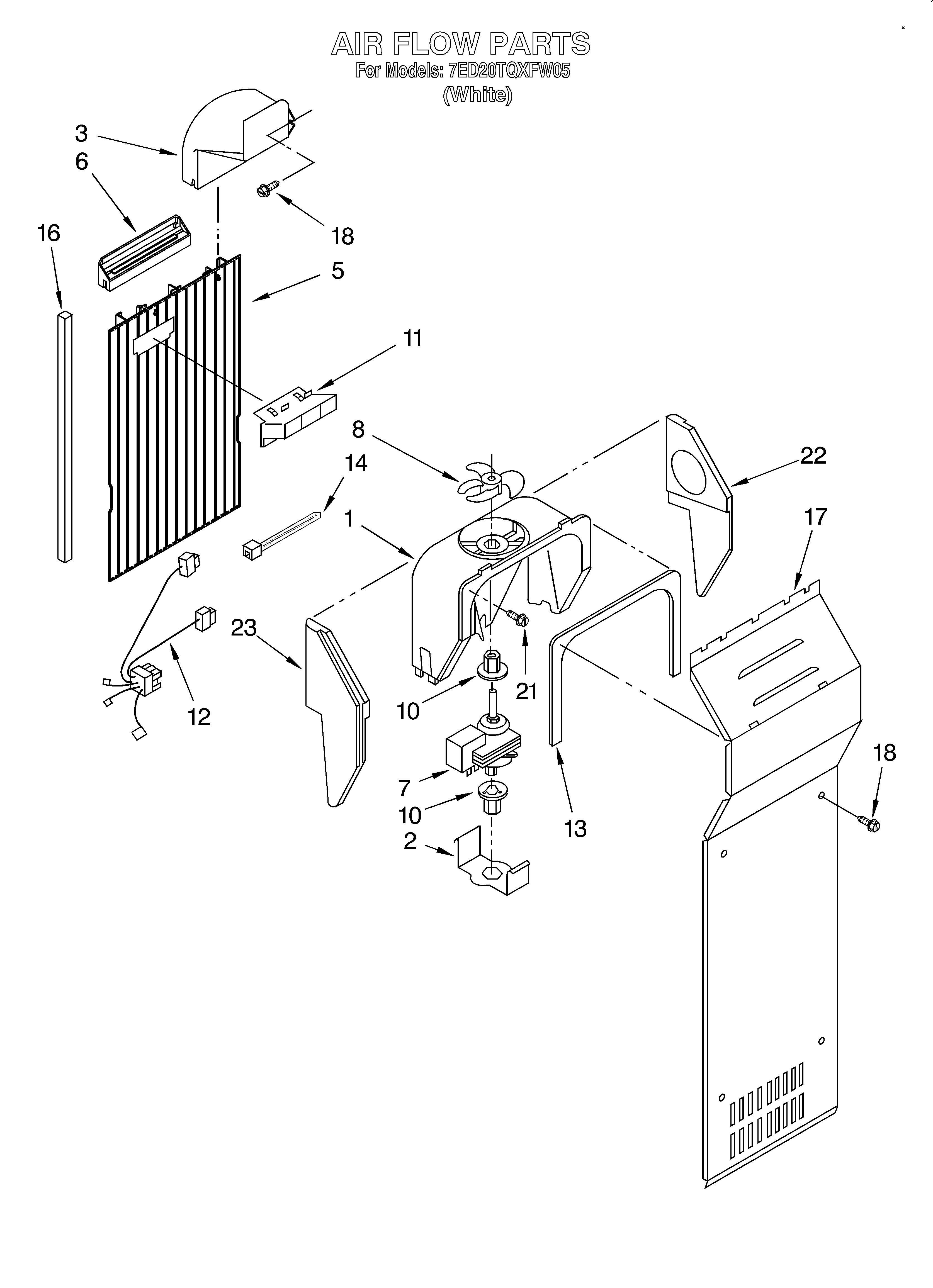 Whirlpool 7ED20TQXFW05 air flow diagram