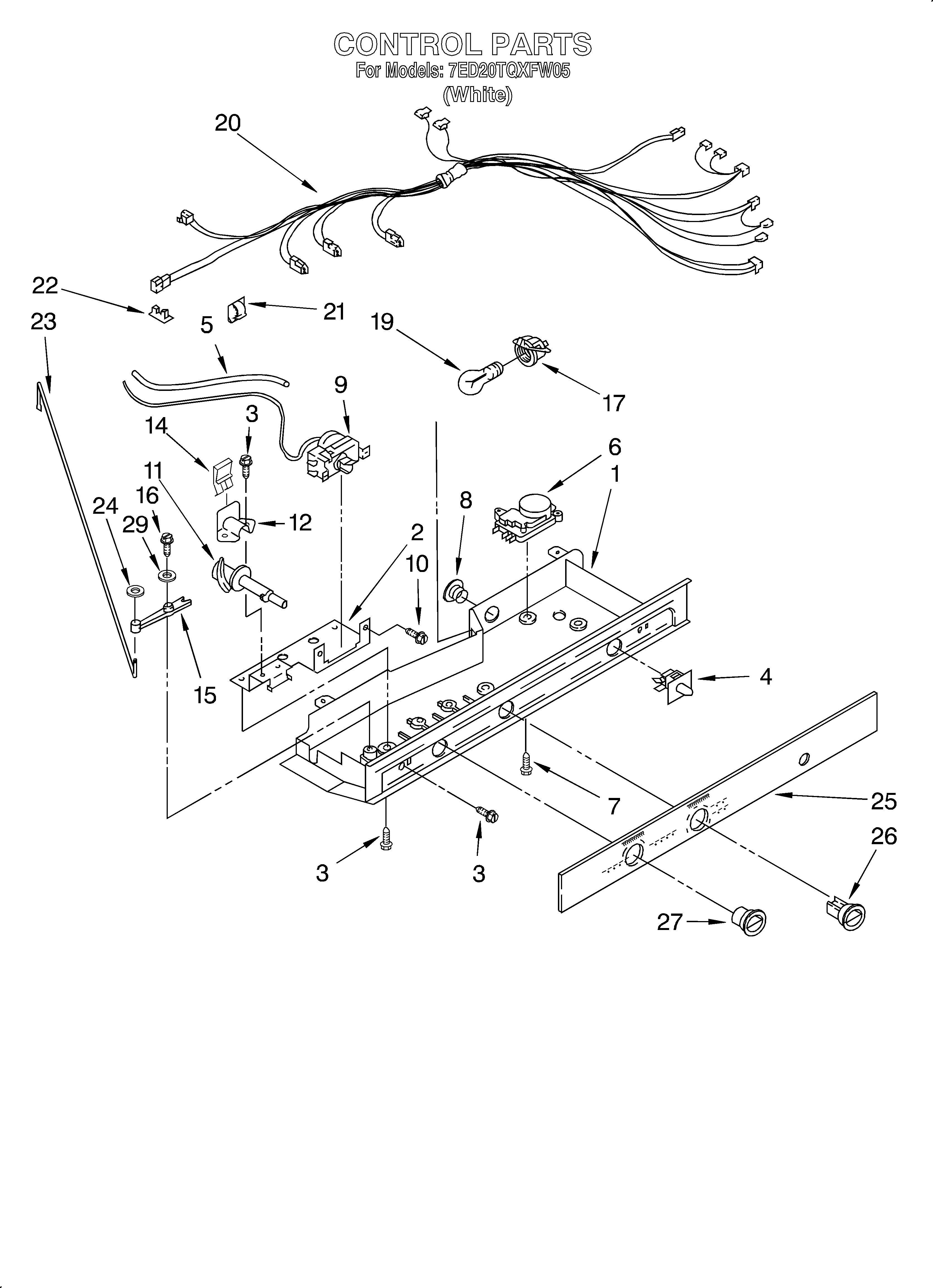 Whirlpool 7ED20TQXFW05 control/optional diagram
