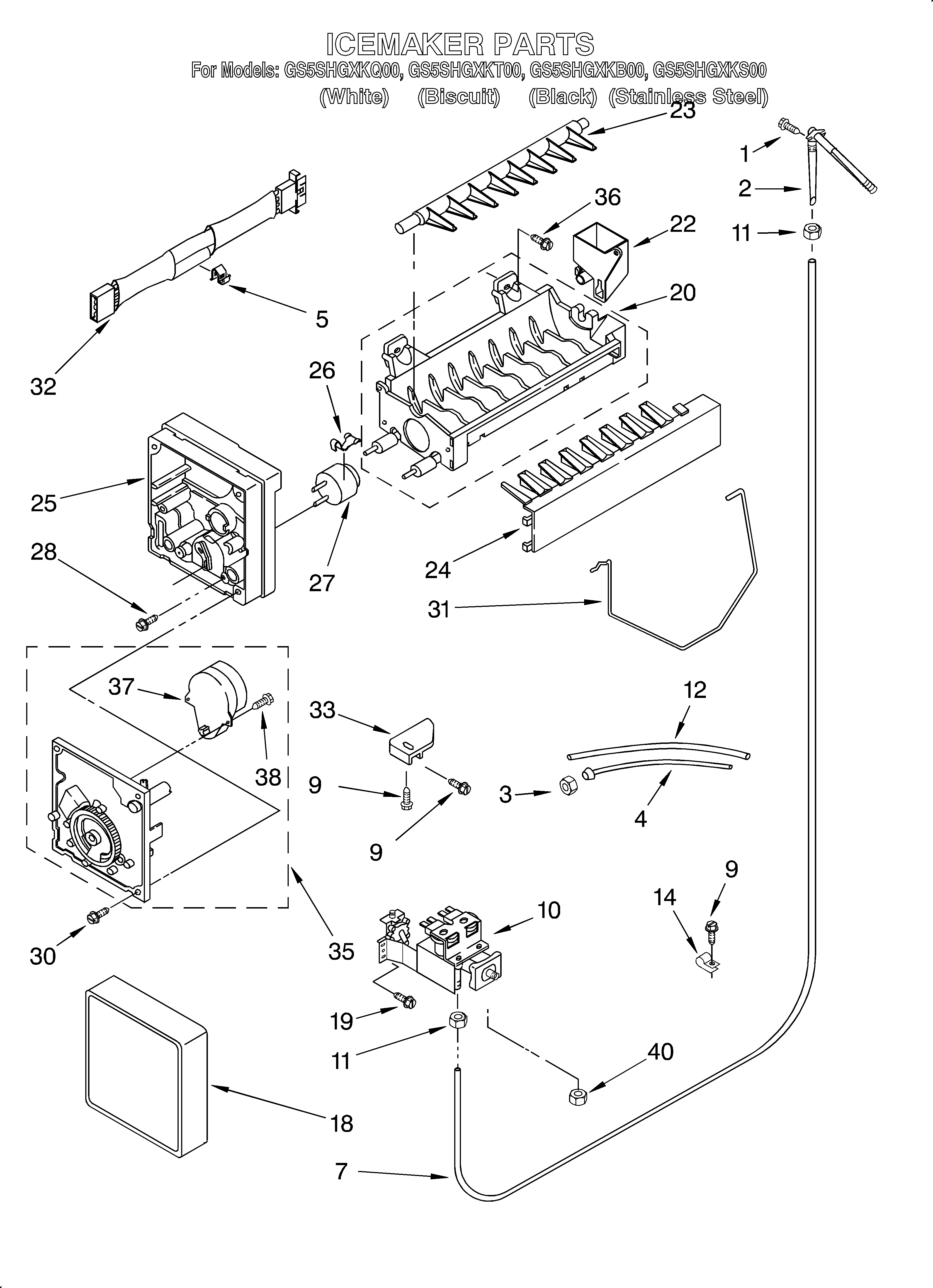 Whirlpool GS5SHGXKT00 ice maker/optional diagram