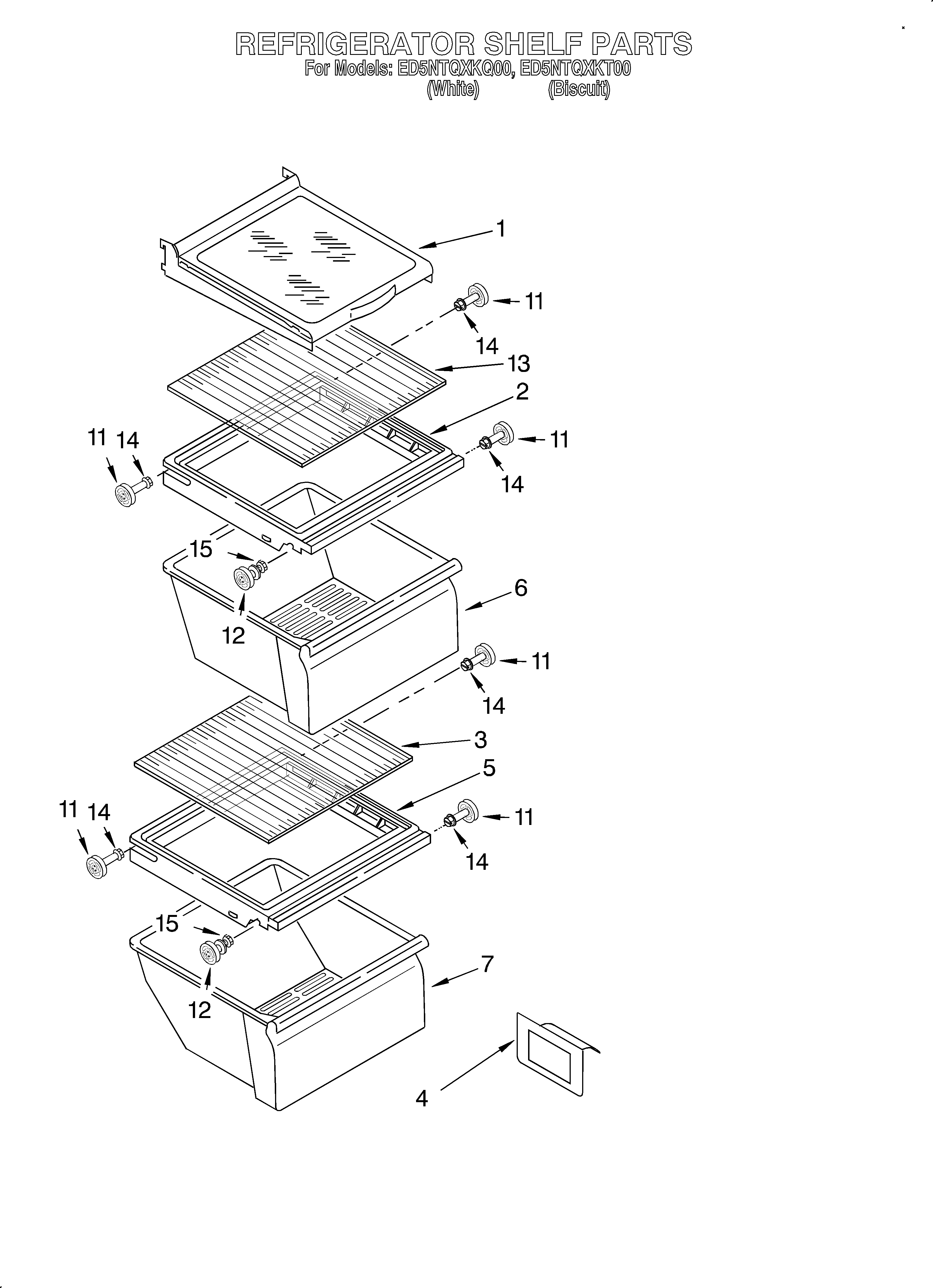 Whirlpool ED5NTQXKT00 refrigerator shelf diagram