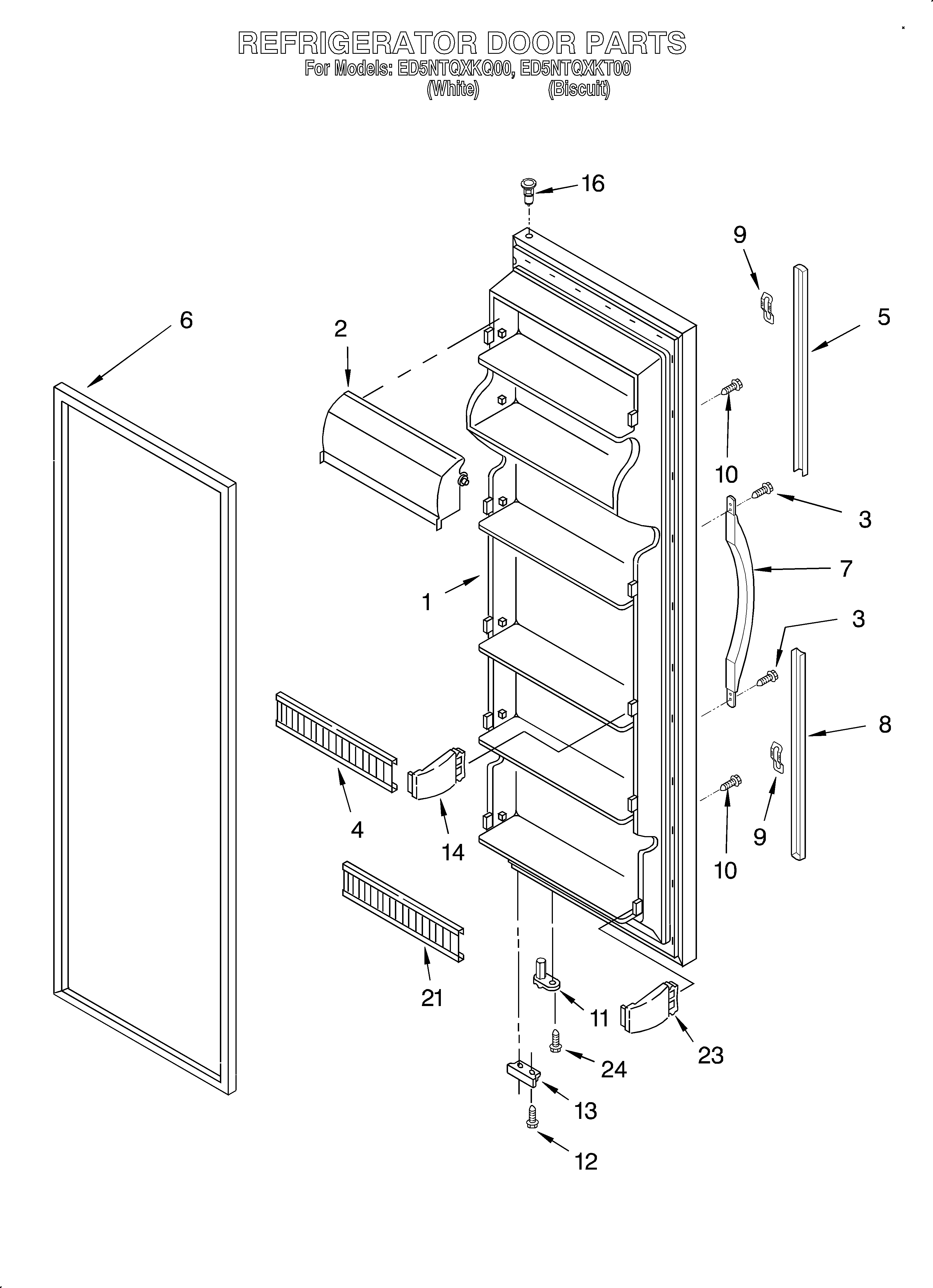 Whirlpool ED5NTQXKT00 refrigerator door diagram