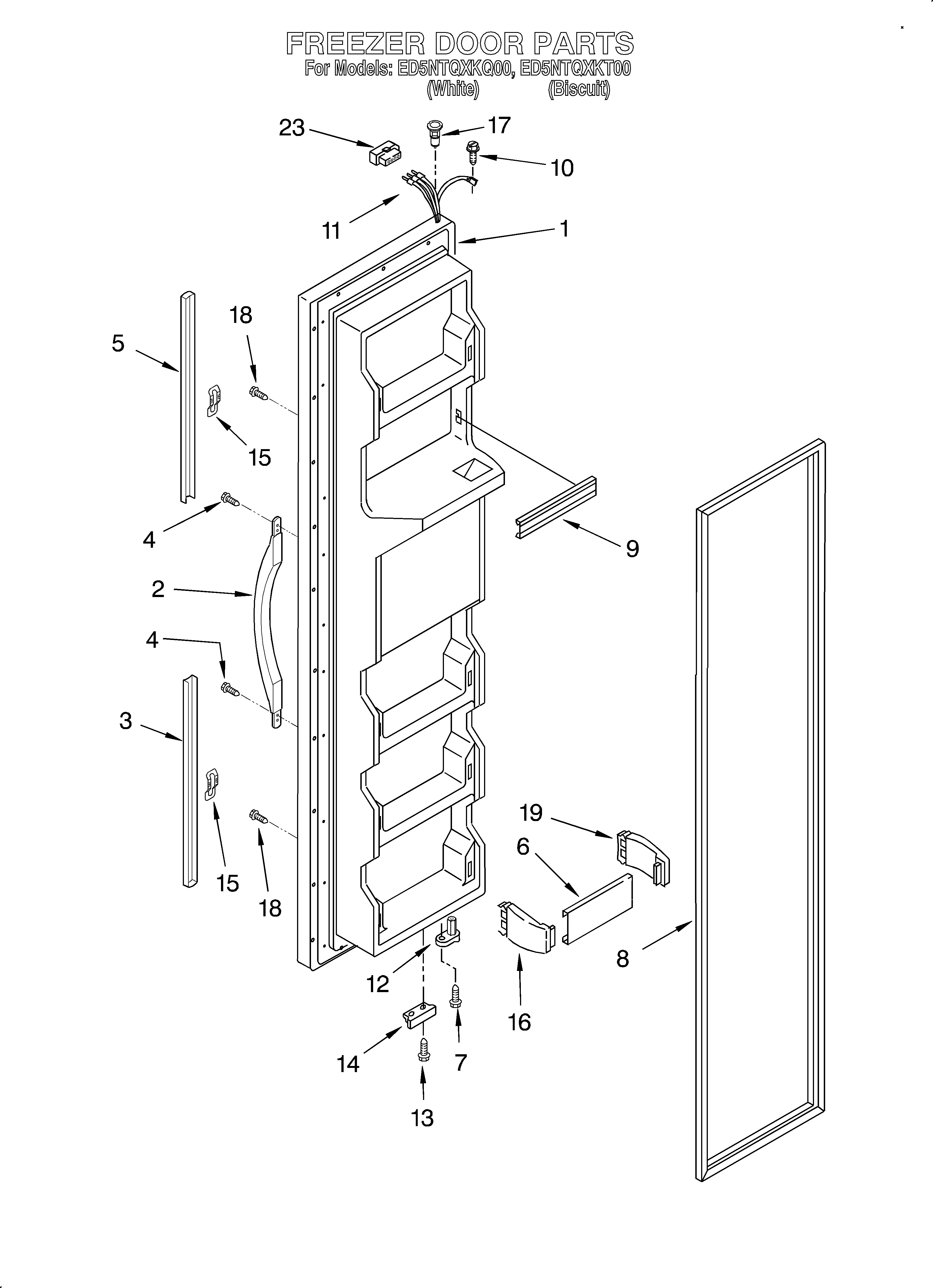 Whirlpool ED5NTQXKT00 freezer door diagram