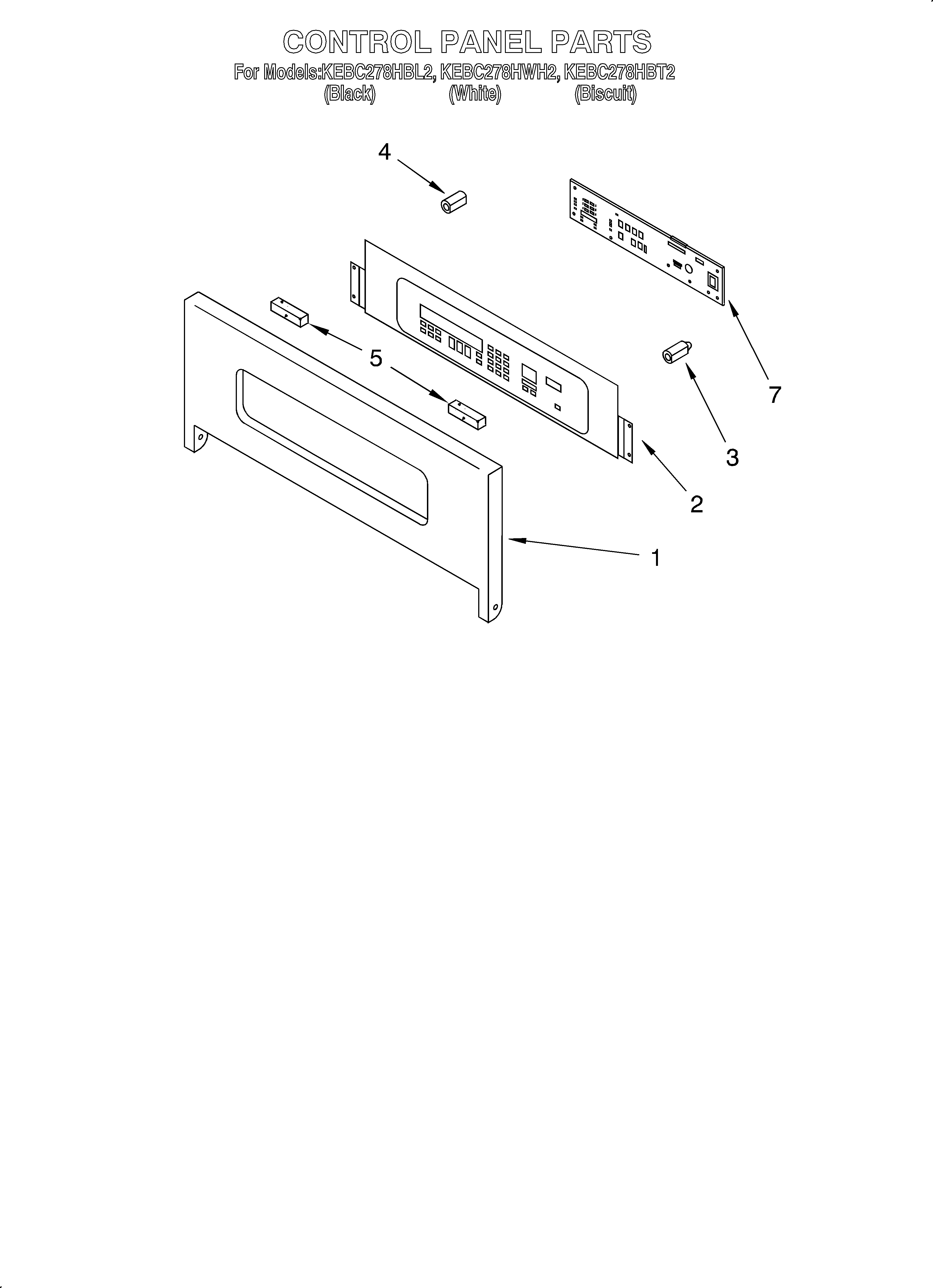 KitchenAid KEBC278HBT2 control panel diagram