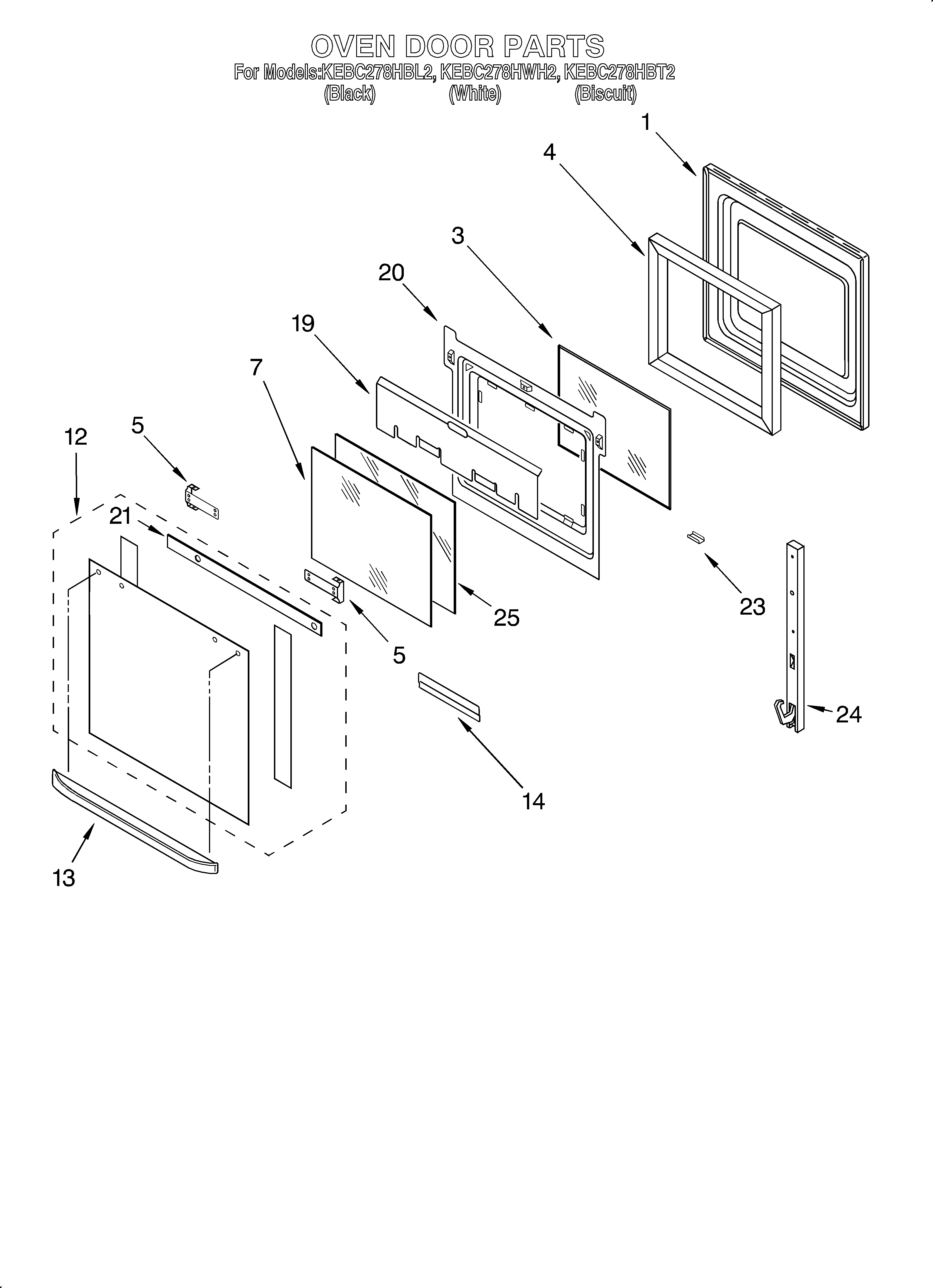 KitchenAid KEBC278HBT2 oven door diagram