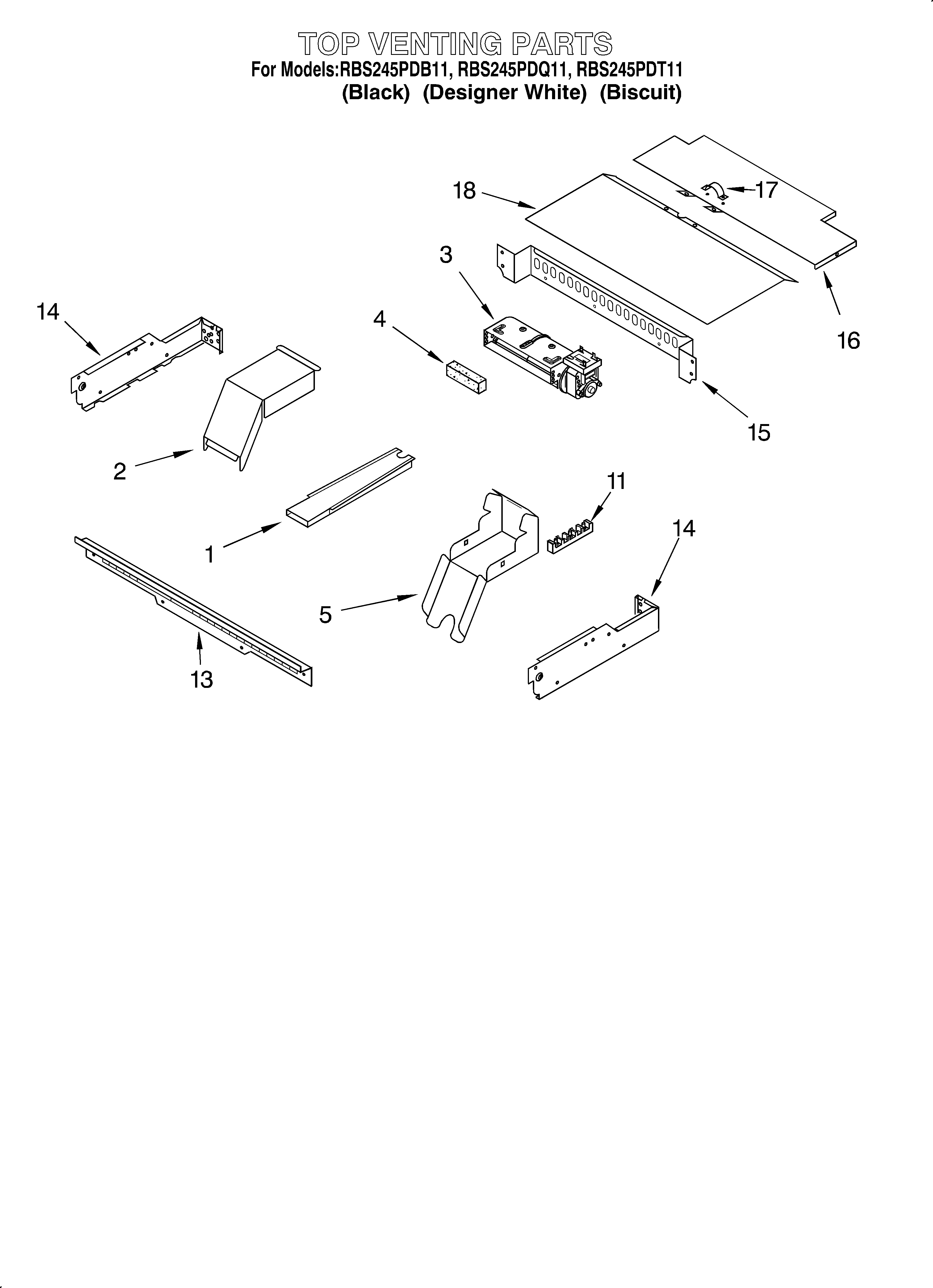 Whirlpool RBS245PDB11 top venting/optional diagram