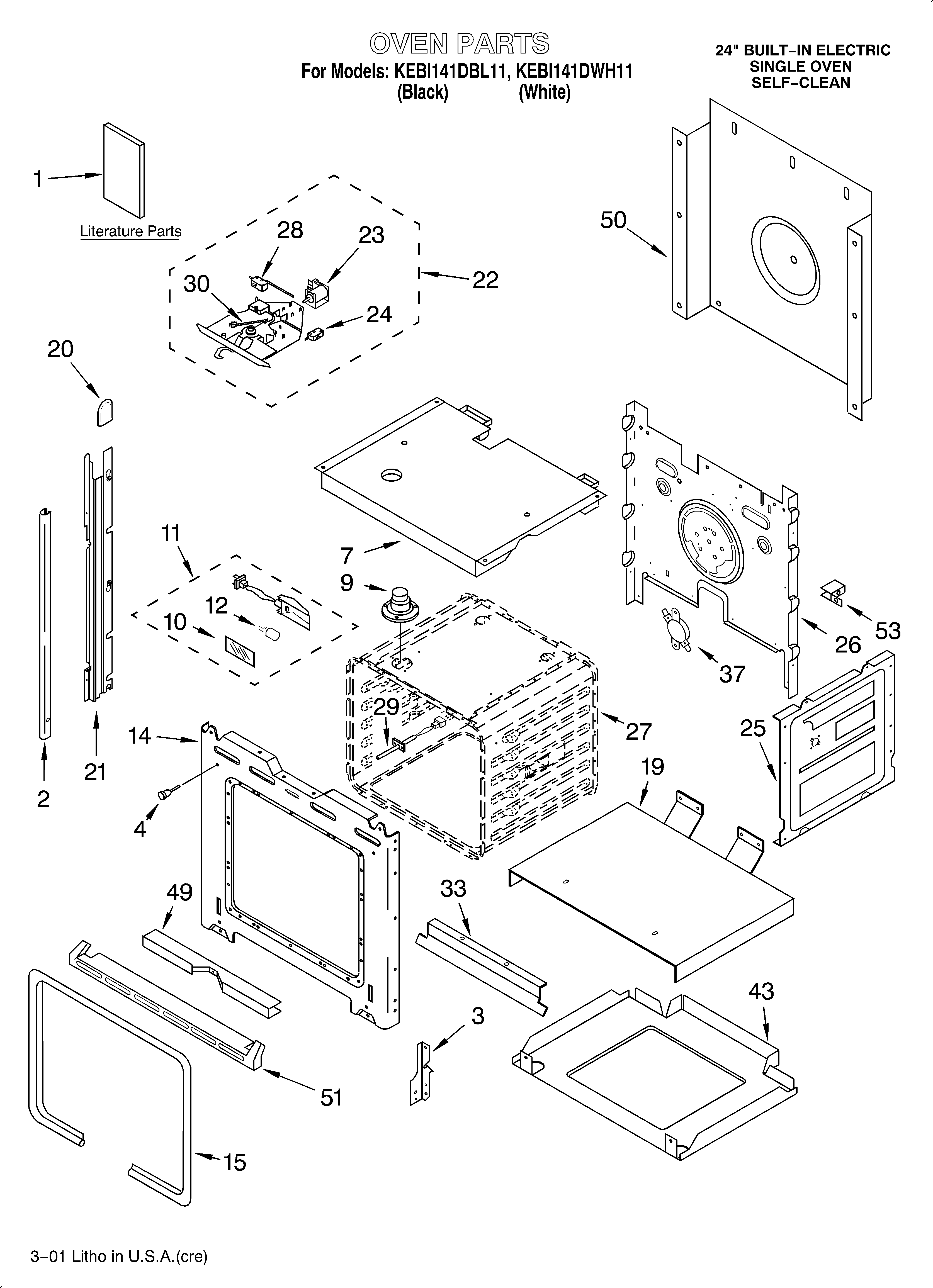 KitchenAid KEBI141DBL11 oven/literature diagram