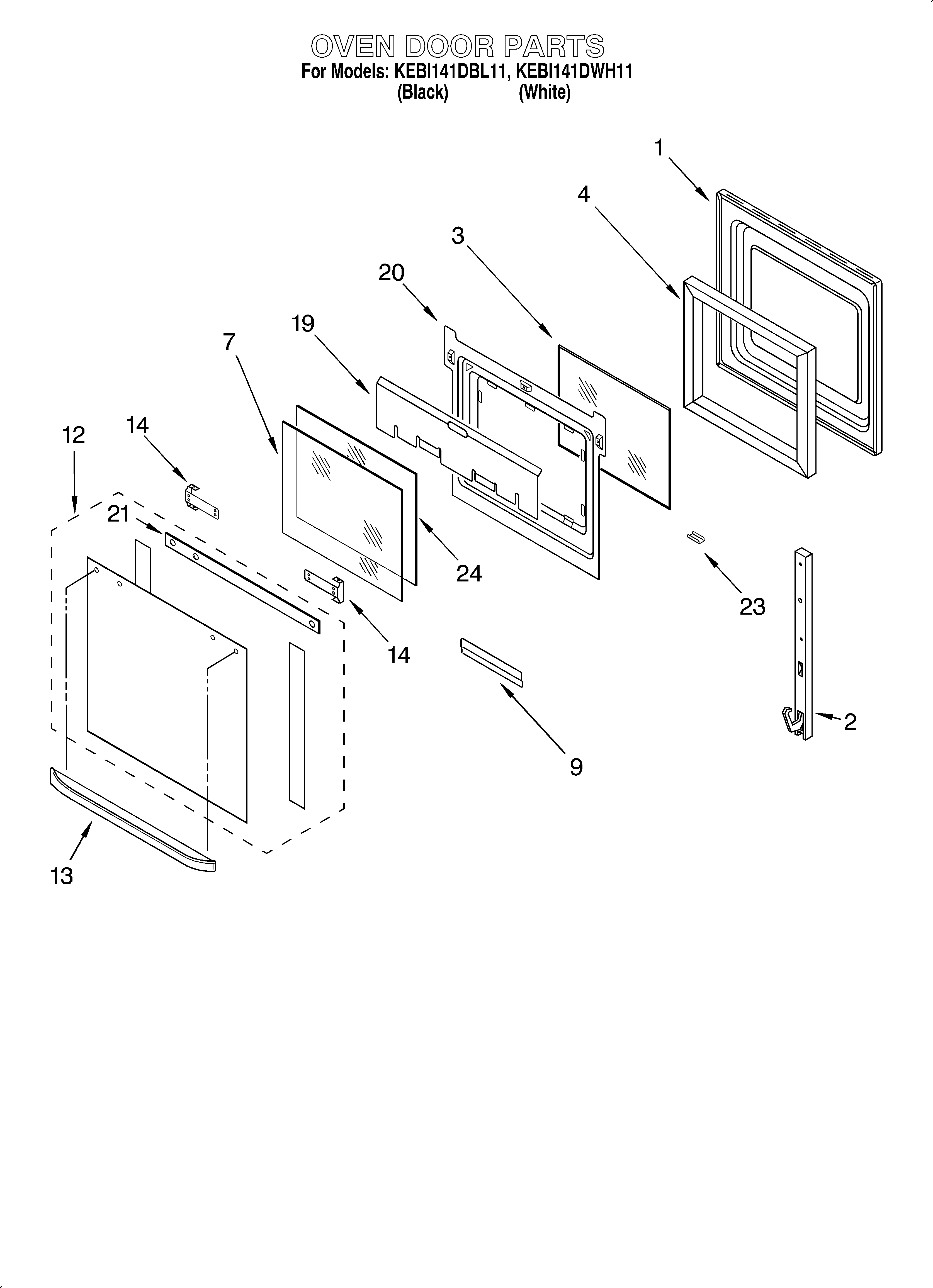 KitchenAid KEBI141DBL11 oven door diagram