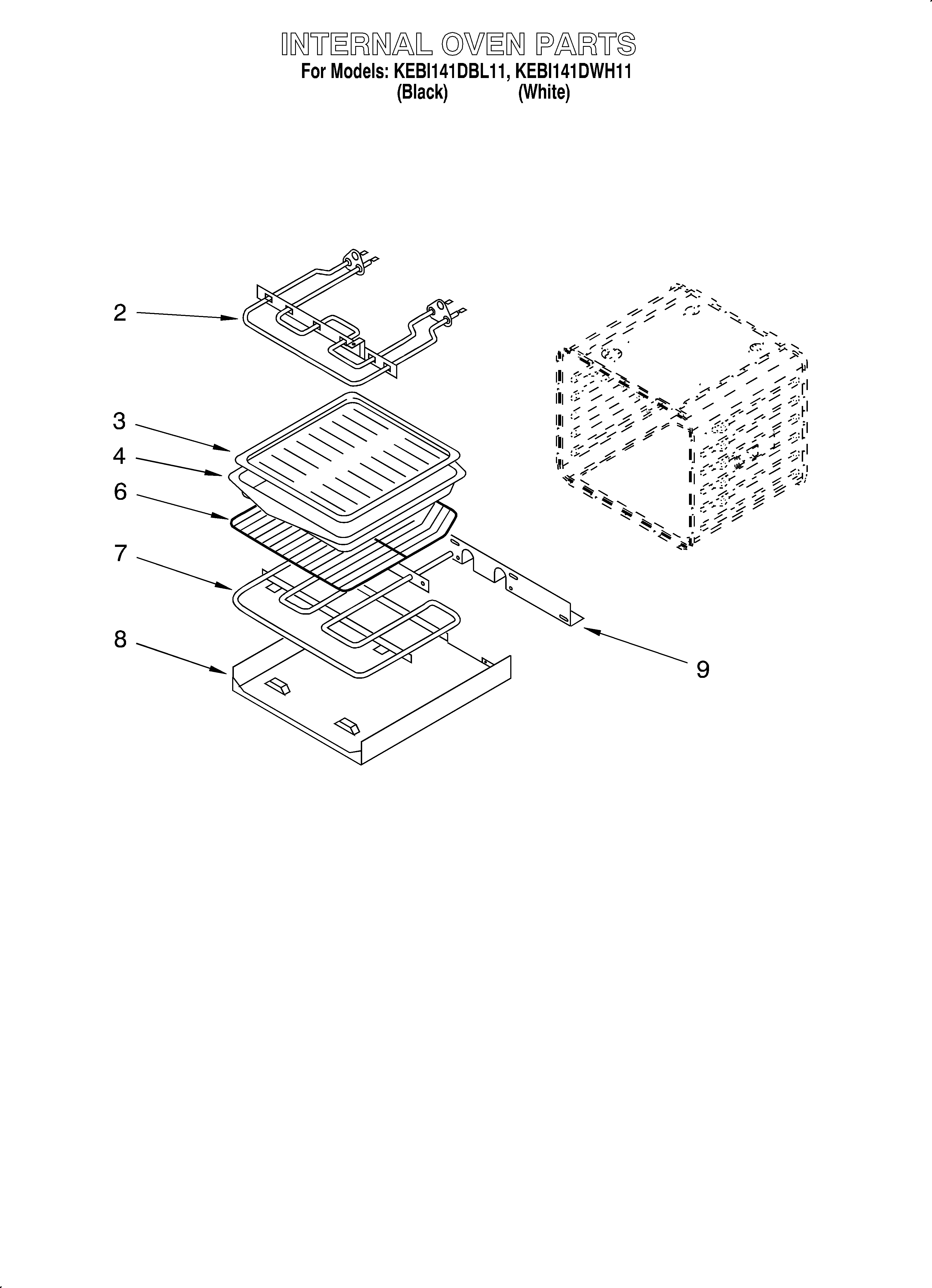 KitchenAid KEBI141DBL11 internal oven diagram