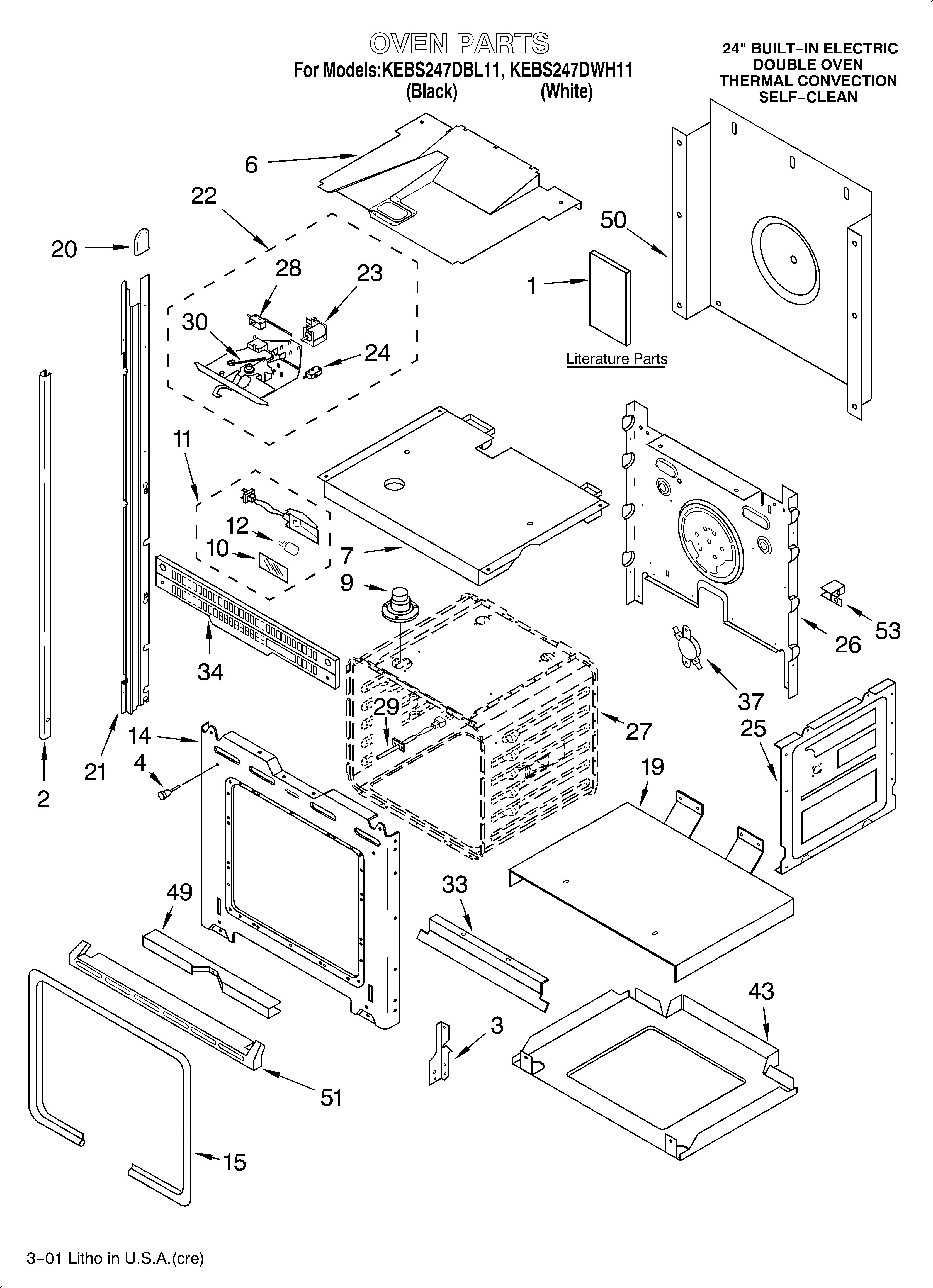 KitchenAid KEBS247DBL11 oven/literature diagram